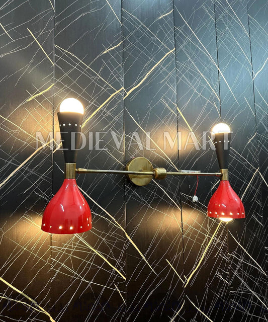 MEDIEVALMART Mid Century Handcrafted Modern Brass Wall Sconce: Italian Lighting Fixture