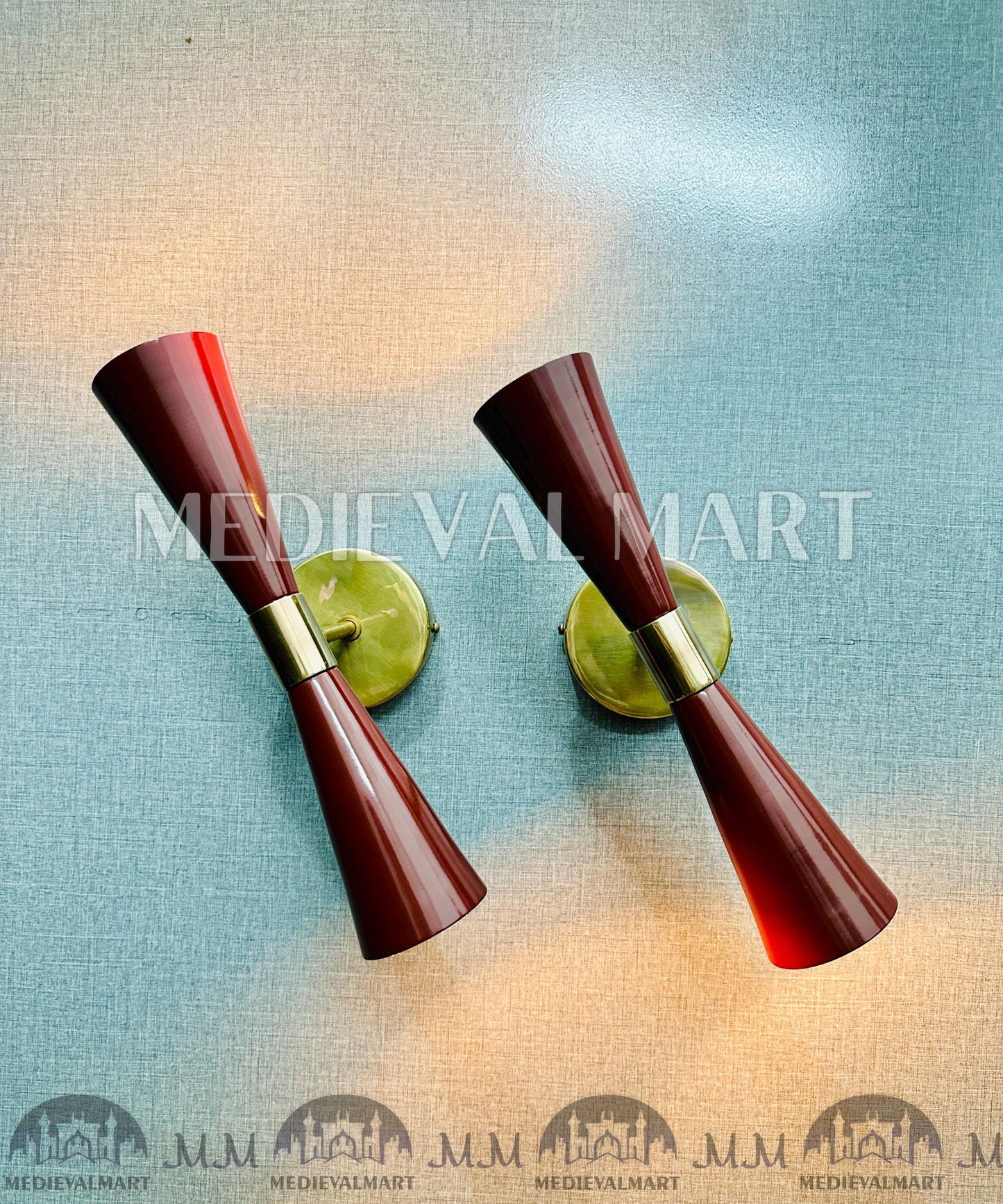 MEDIEVALMART Mid Century Modern Wall Sconce Italian Diabolo Brass Light