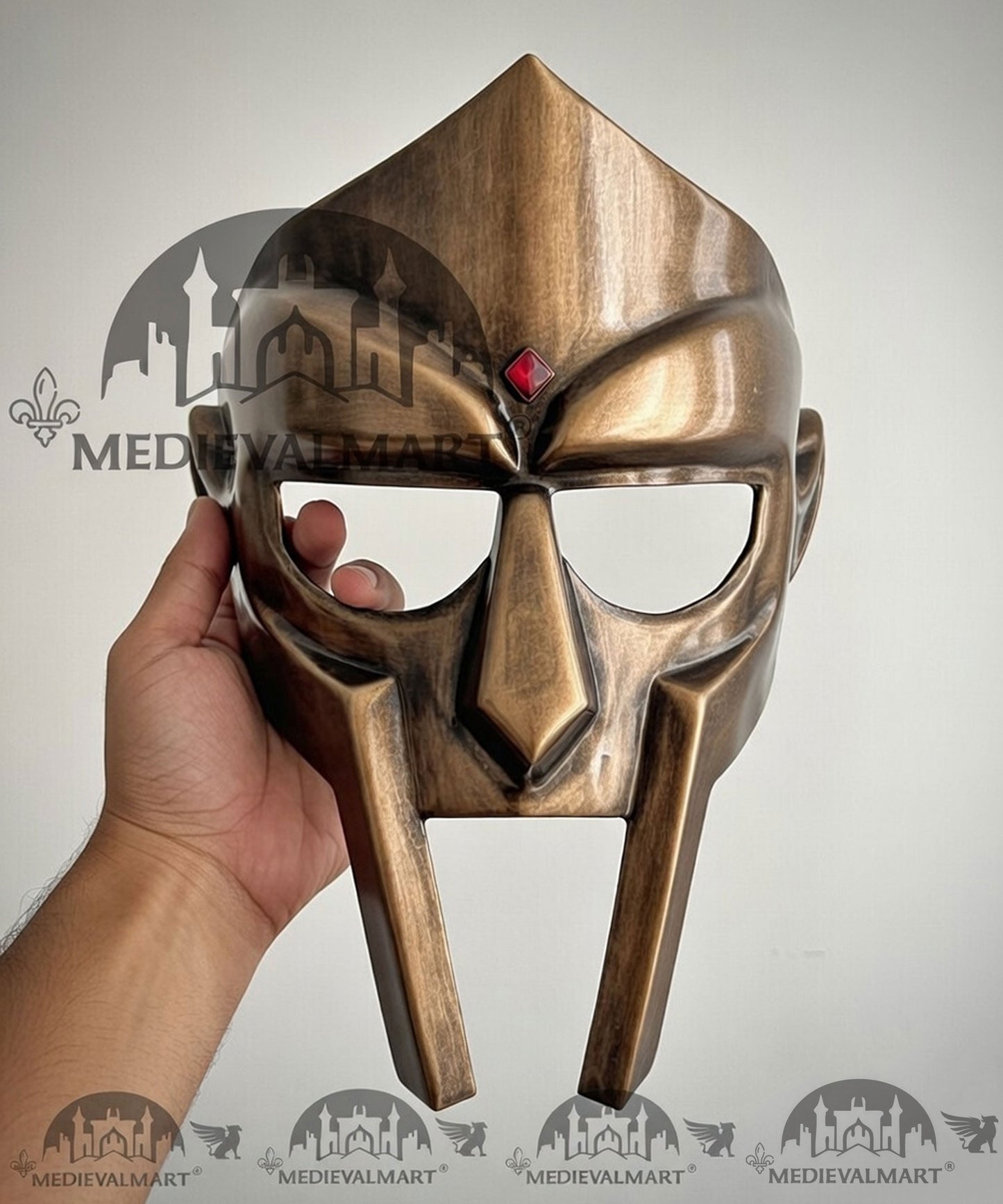 MEDIEVALMART PREMIUM MF DOOM Mask Mad Villain Antique Bronze Finish Steel Face Armor
