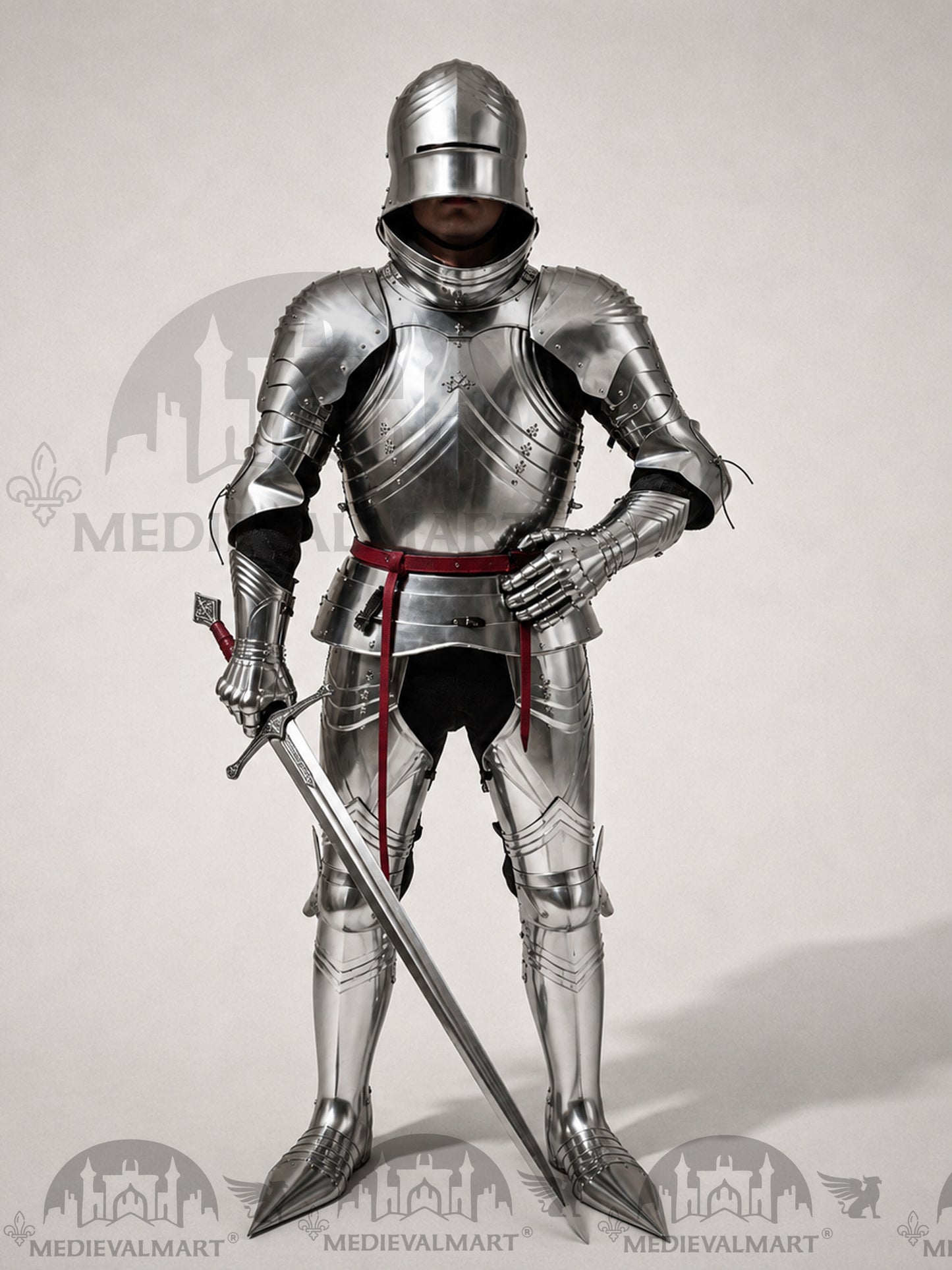 MEDIEVALMART Medieval 15th century Germans knight warrior full body complete metal armour costume with Sword