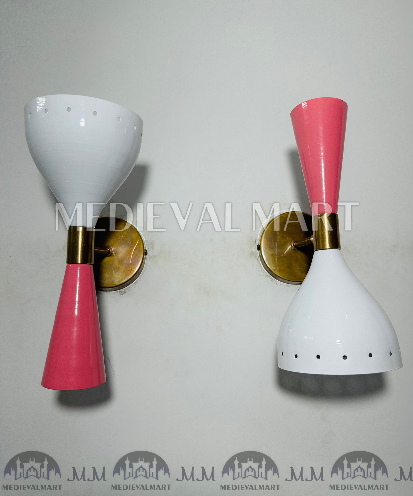 MEDIEVALMART Mid Century Brass Wall Sconce Pair Italian Adjustable Diablo Lamp Vanity Lighting Fixture