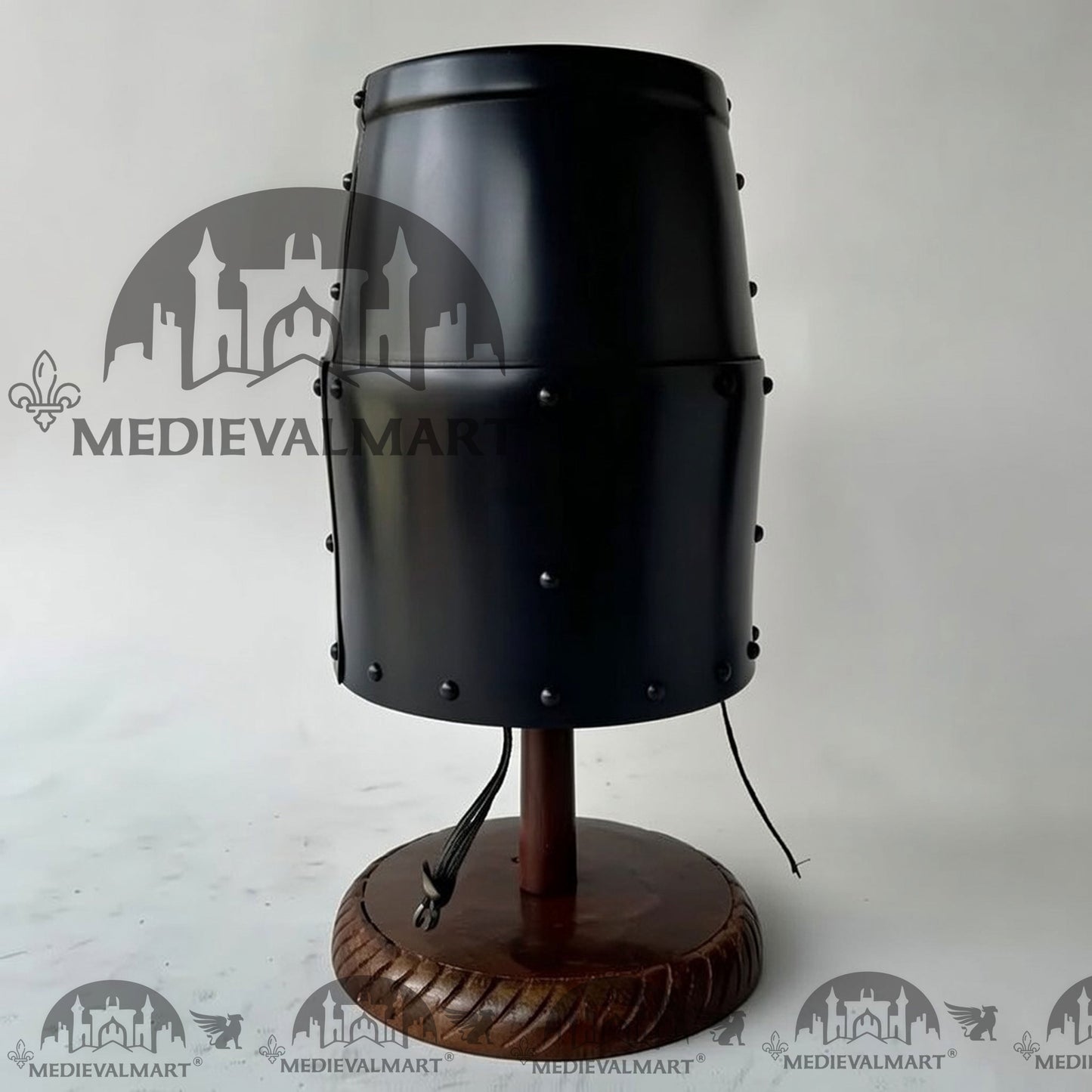 MEDIEVALMART Special Templar Crusader Knight Black Finish Helmet W/H Free Stand