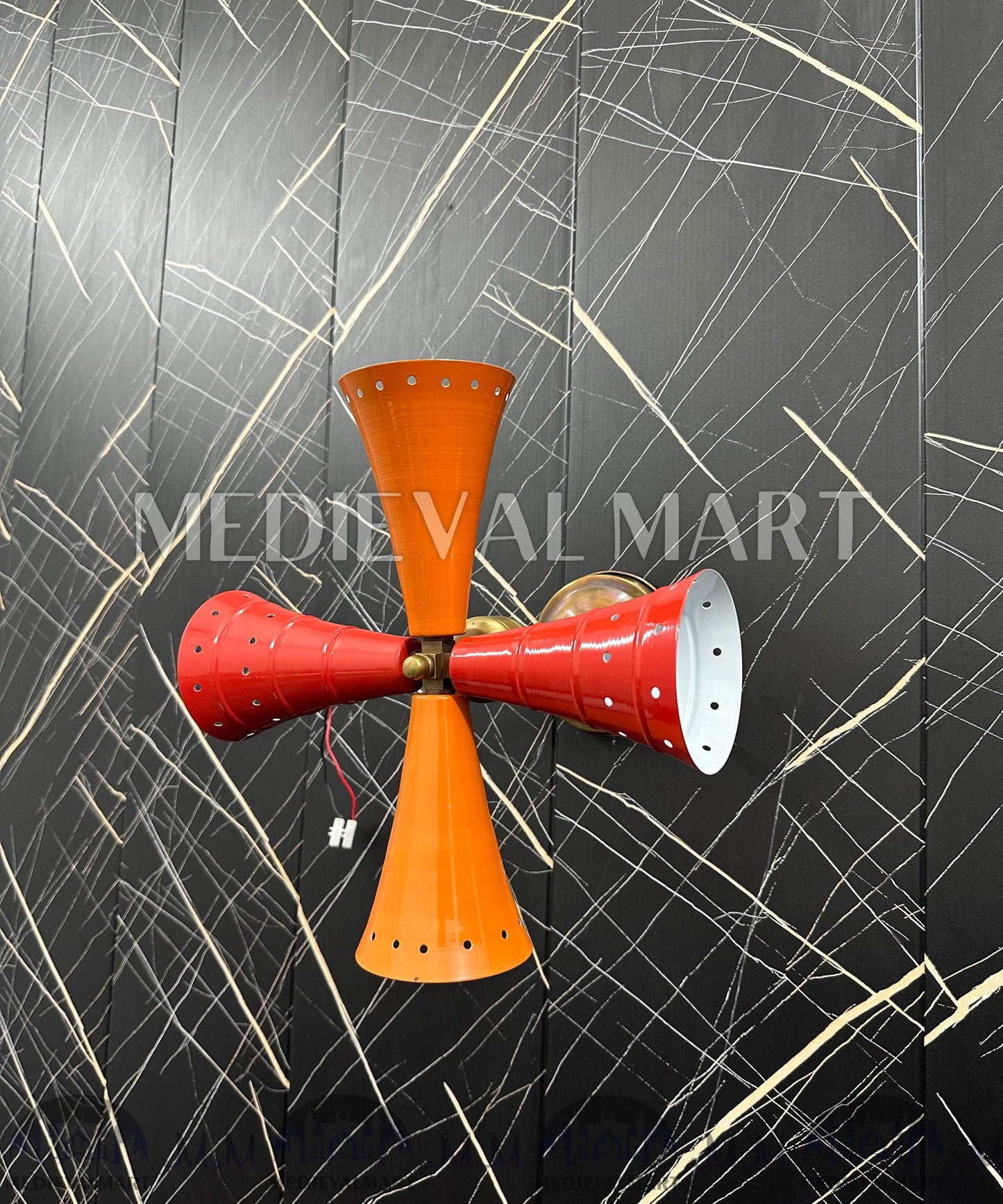 MEDIEVALMART Modern Brass Wall Sconce: Fan Style Lighting Fixture