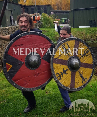 MEDIEVALMART Authentic King Finehair Viking Battleworn  Wooden Shield | Gifts For Dad