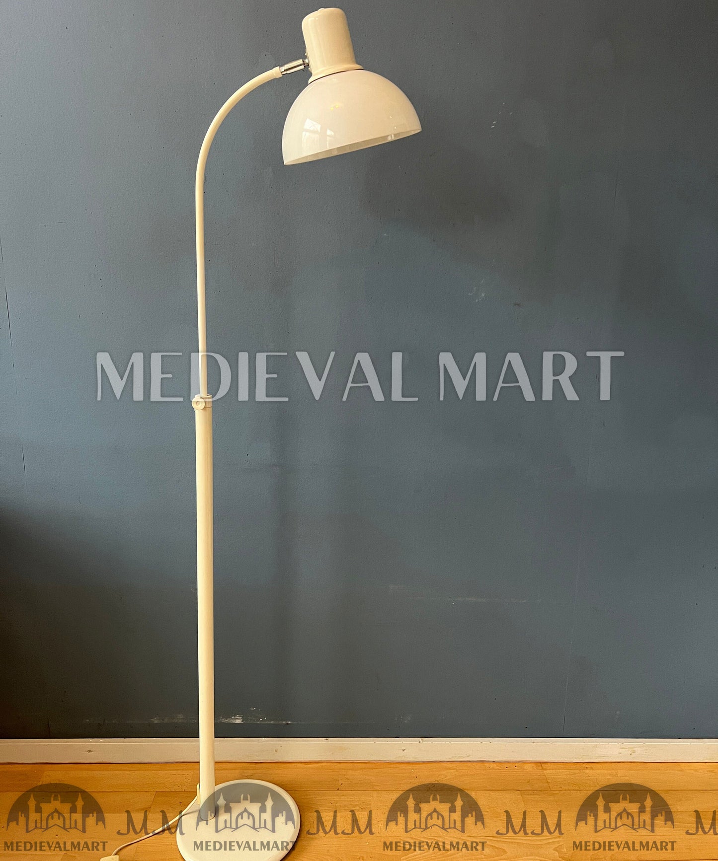 MEDIEVALMART Vintage Beige Mid Century Floor Lamp with Plexiglass Shade