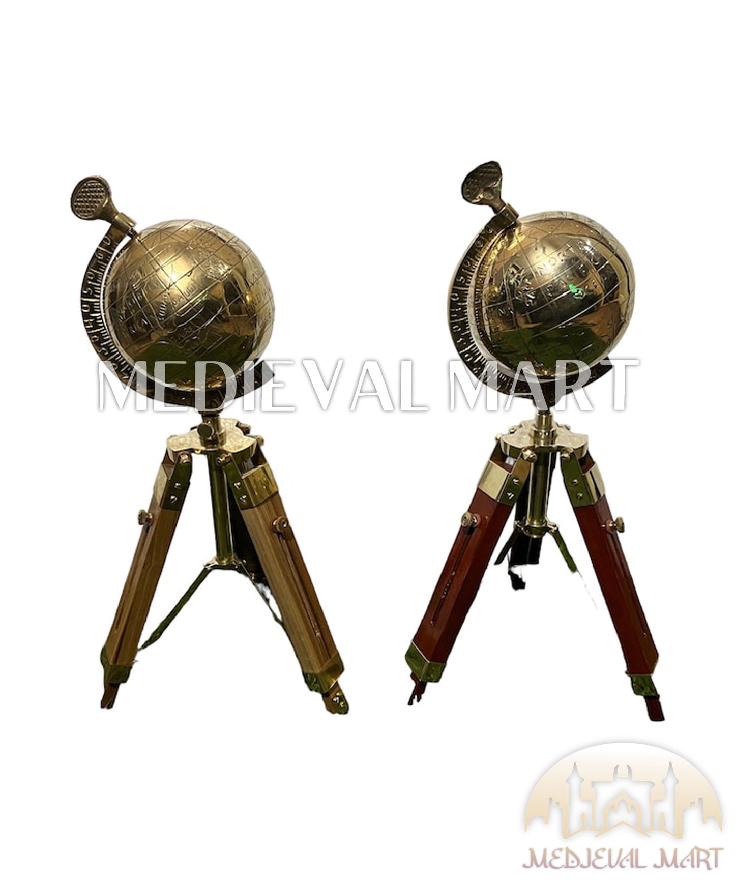 MEDIEVALMART Handmade Brass Armillary Sphere Globe: Wooden Tripod, Nautical Decor Gift for Mom or Dad
