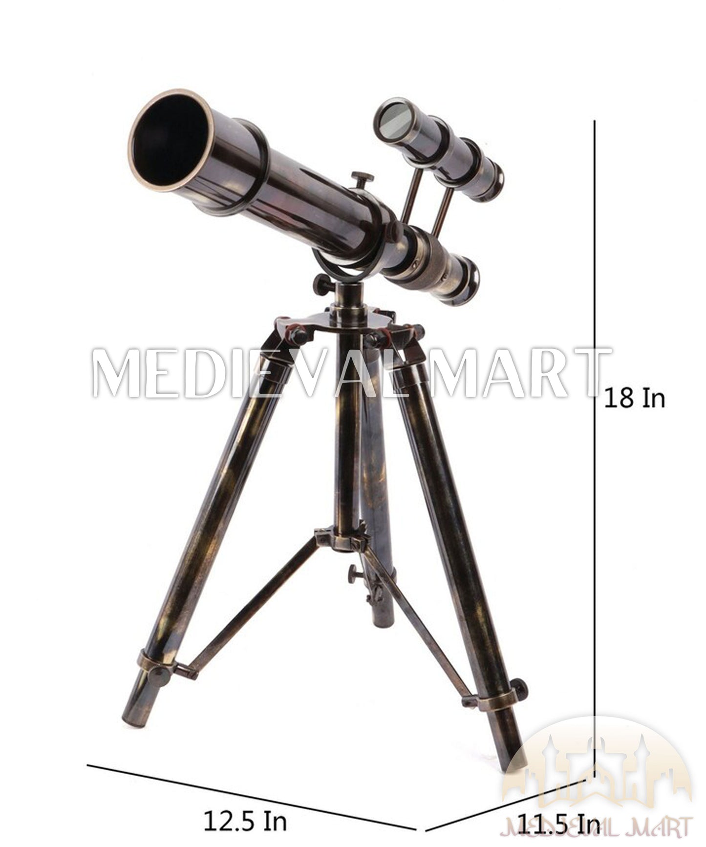 MEDIEVALMART Nautical Antique Vintage Brass Double Barrel Telescope W/H Antique Brass Tripod Stand