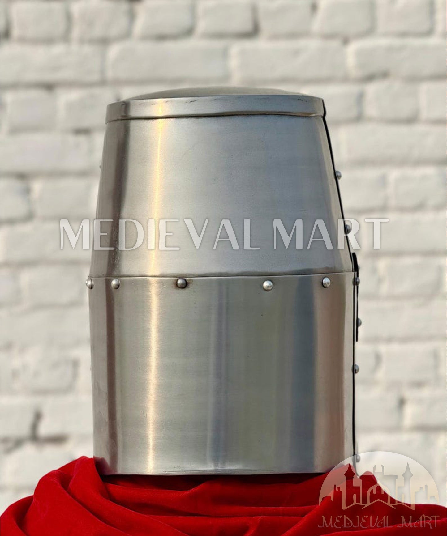 MEDIEVALMART Medieval Great Templar Crusader Knight Helmet W/H Black & Brass Deco for LARP or Cosplay - Gift For Dad