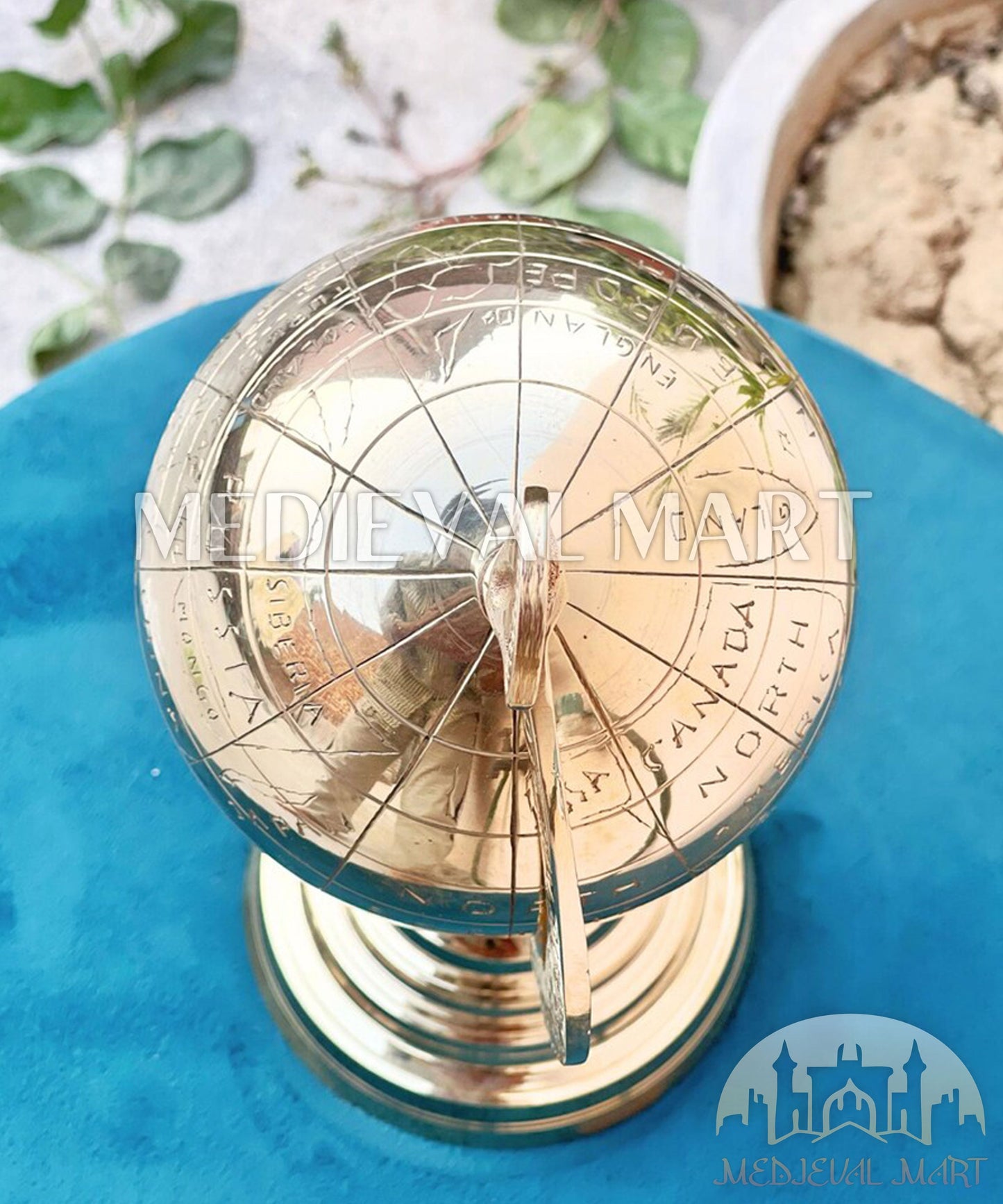 MEDIEVALMART Full Brass Armillary Sphere Globe Celestial Rotating World | Christmas Gifts, Gift for Dad, Gift for Mom