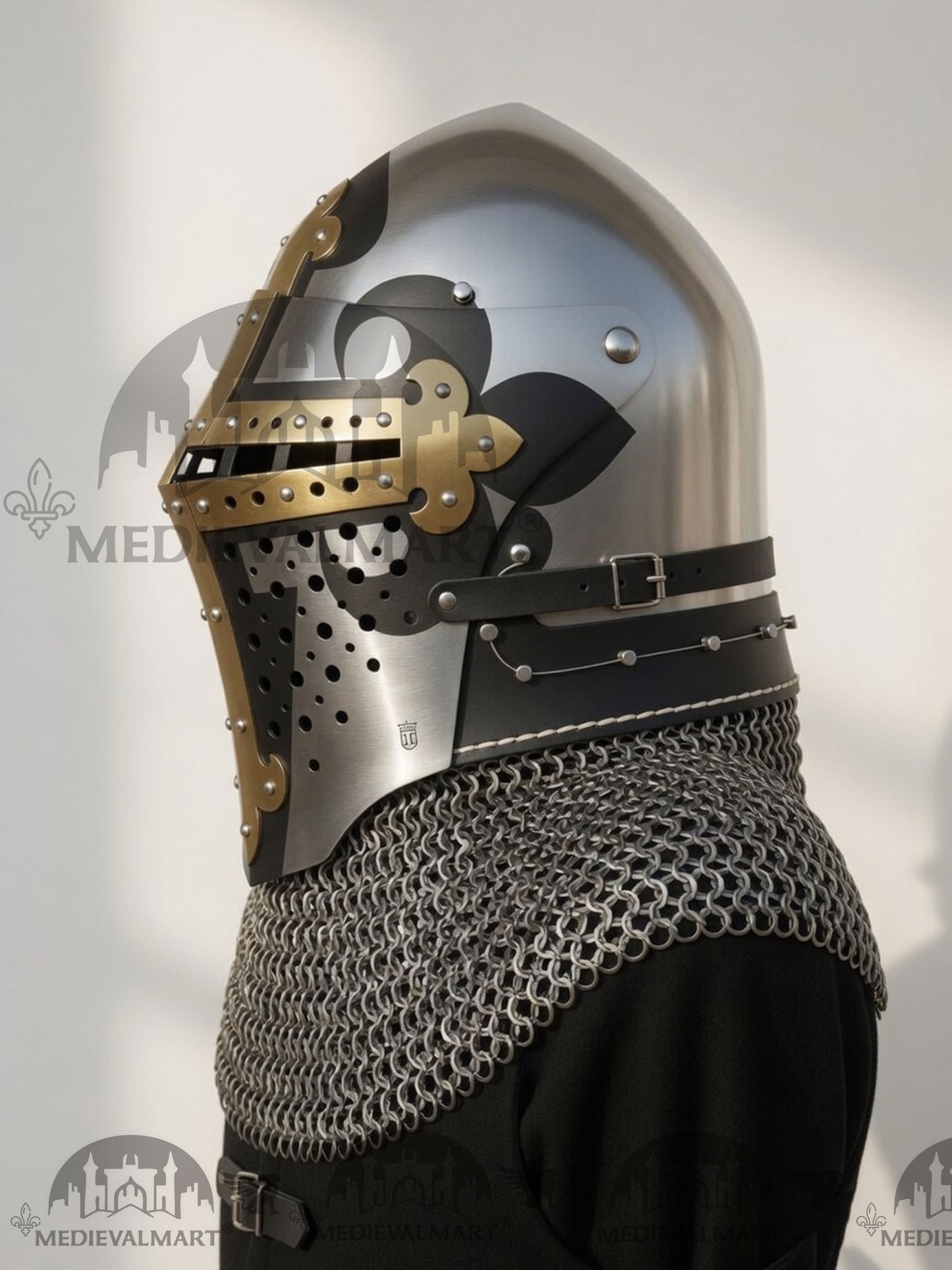 MEDIEVALMART 4th-Century Alexander “Monarch” Edition ROA Helmet W/H Golden Cross