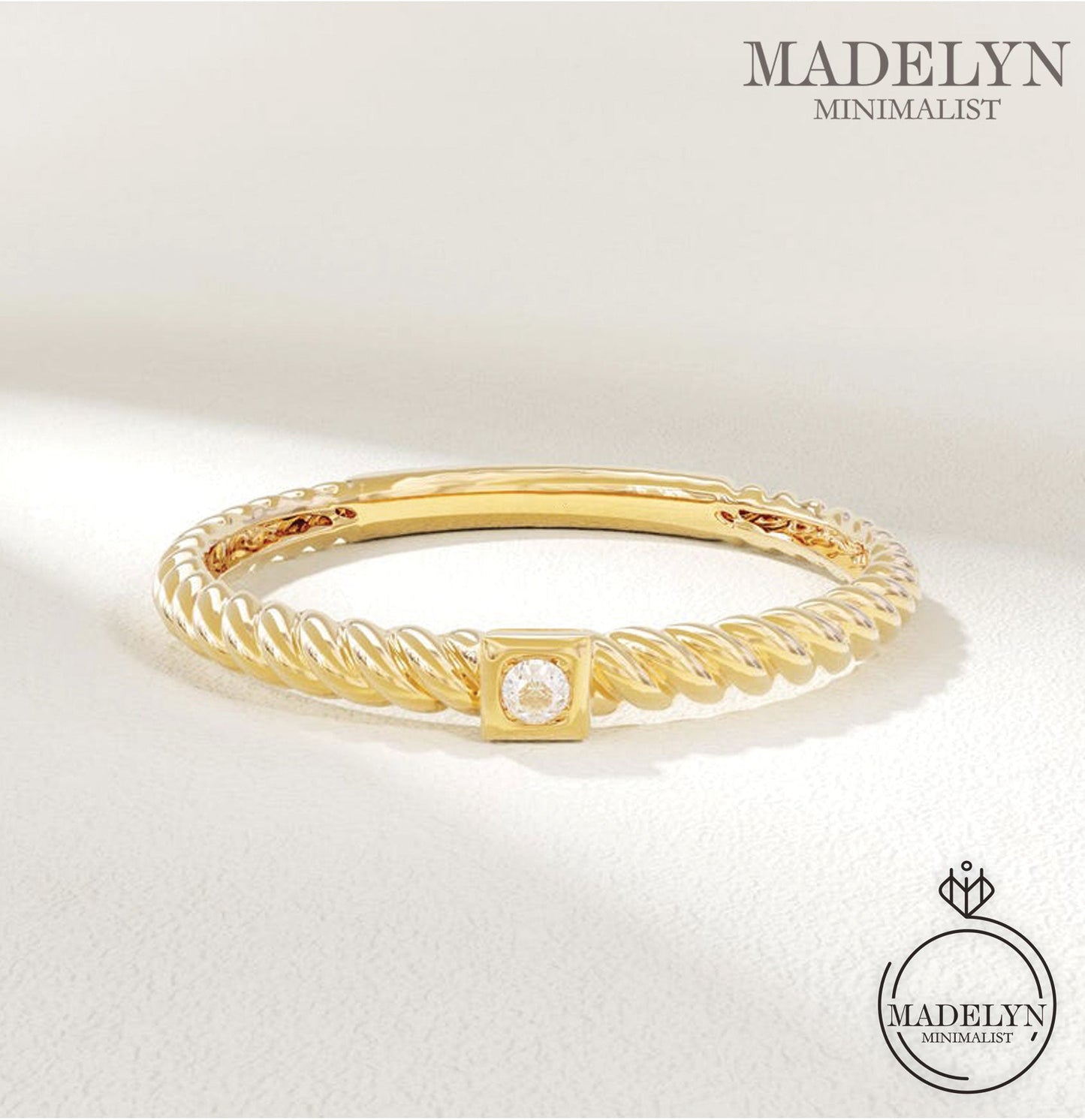 MADELYN MINIMALIST 14k Solid Gold Minimalist Twist Ring, Dainty Stacking Ring for Women | Gift for Wife