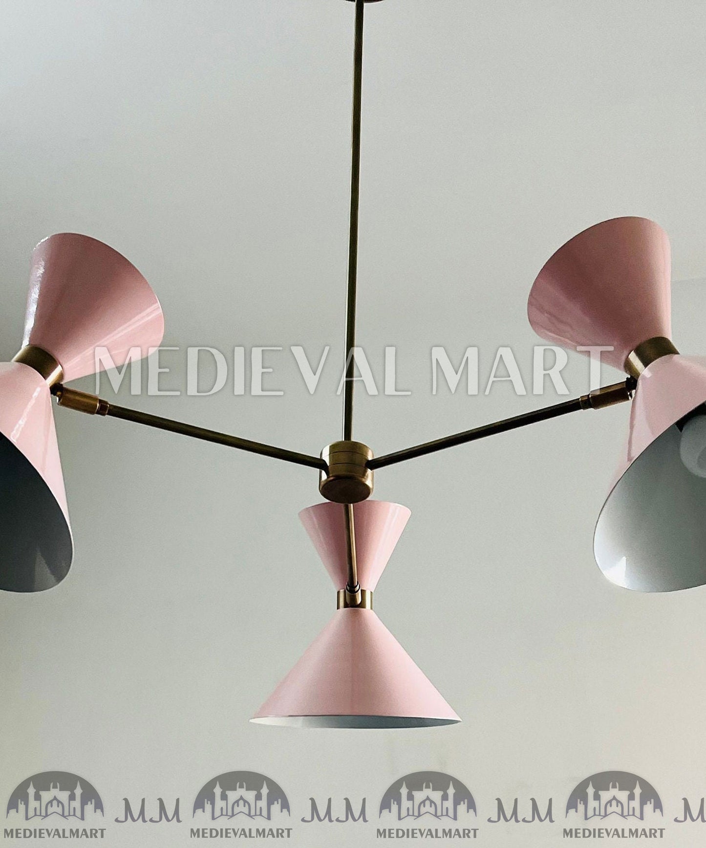 MEDIEVALMART Italian Mid Century Sputnik Chandelier 6-Light Stilnovo Design