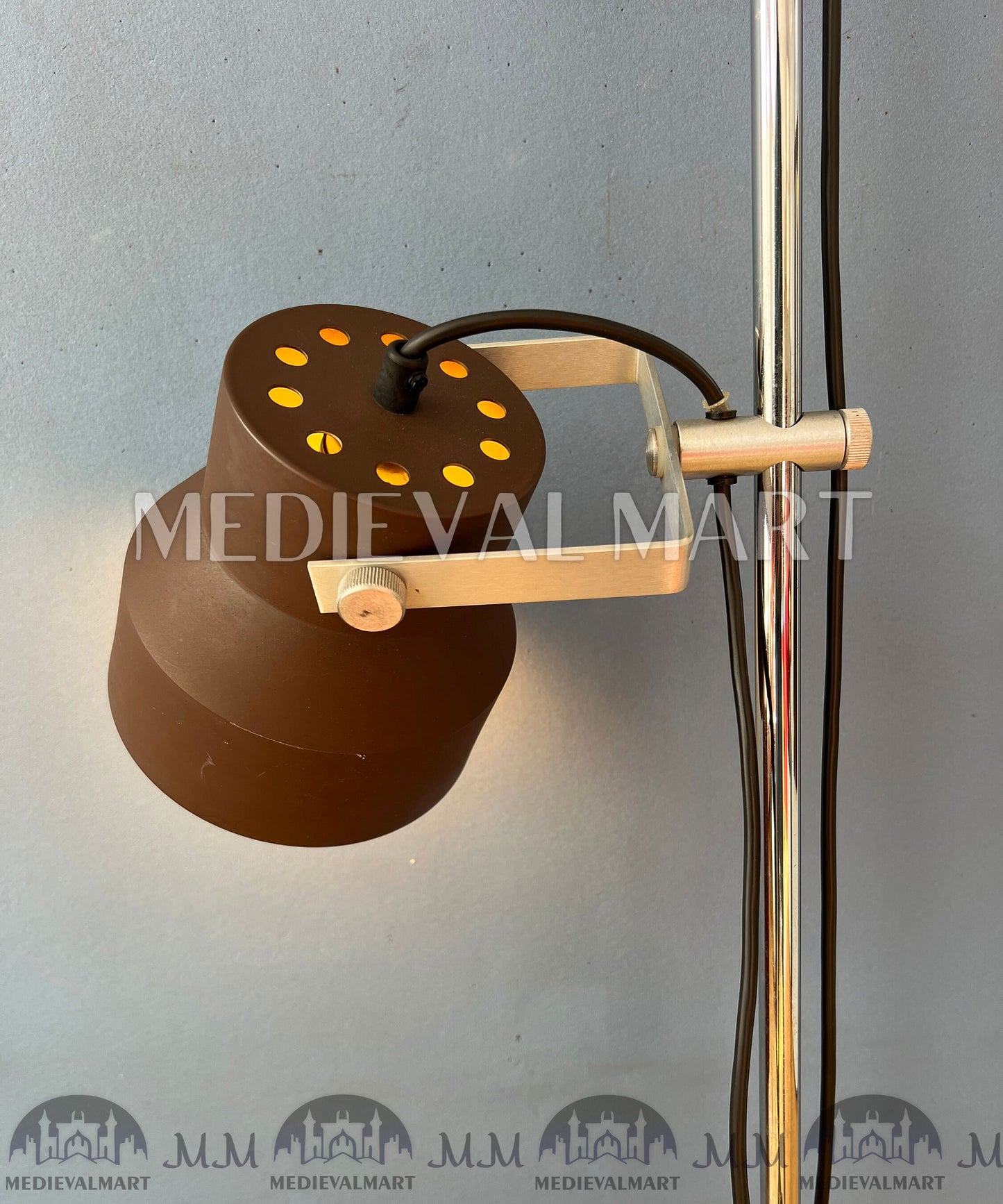 MEDIEVALMART Vintage Brown Dijkstra Mid Century Space Age Floor Lamp