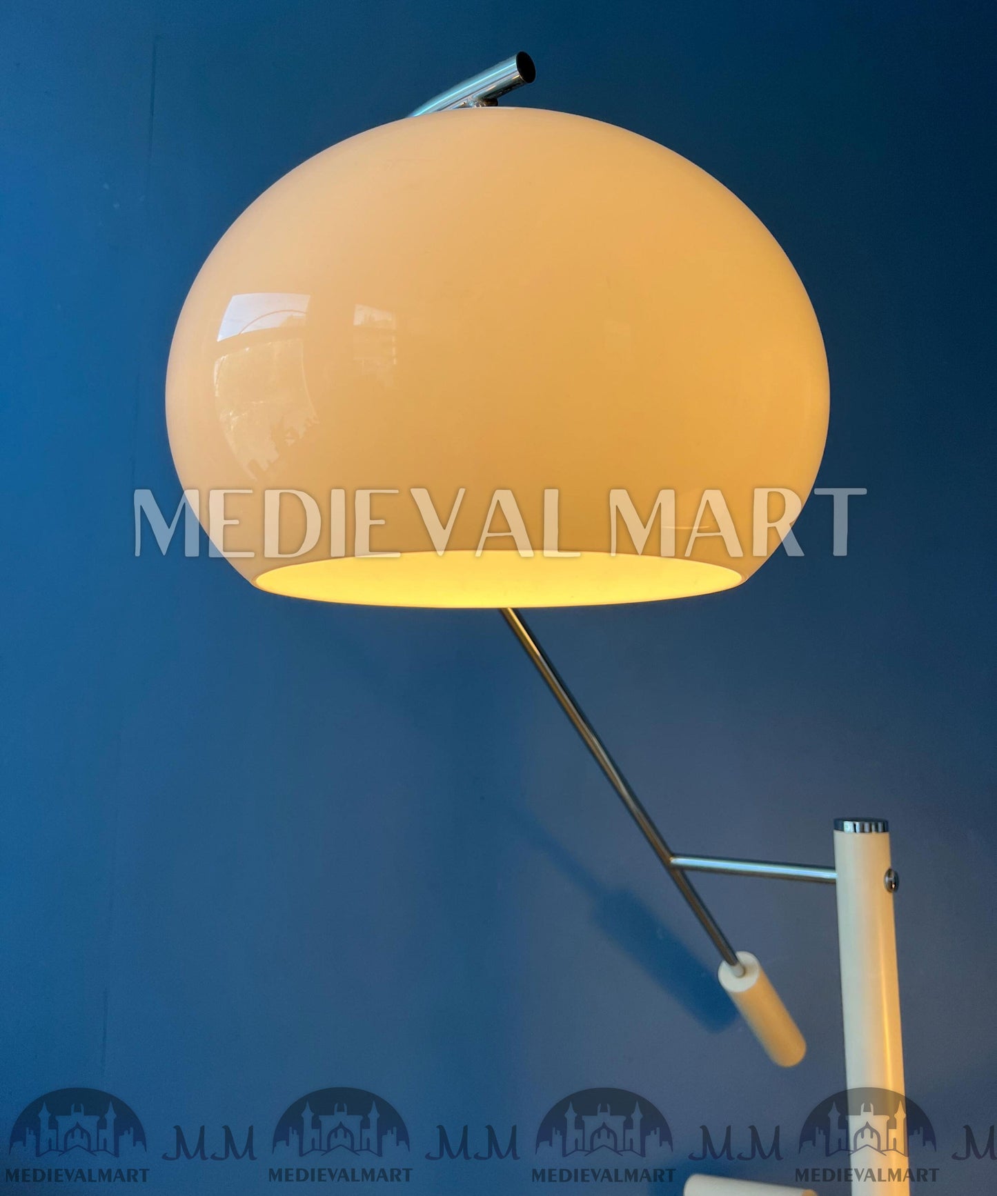 MEDIEVALMART White Dijkstra Mushroom Swing Arm Space Age Floor Lamp