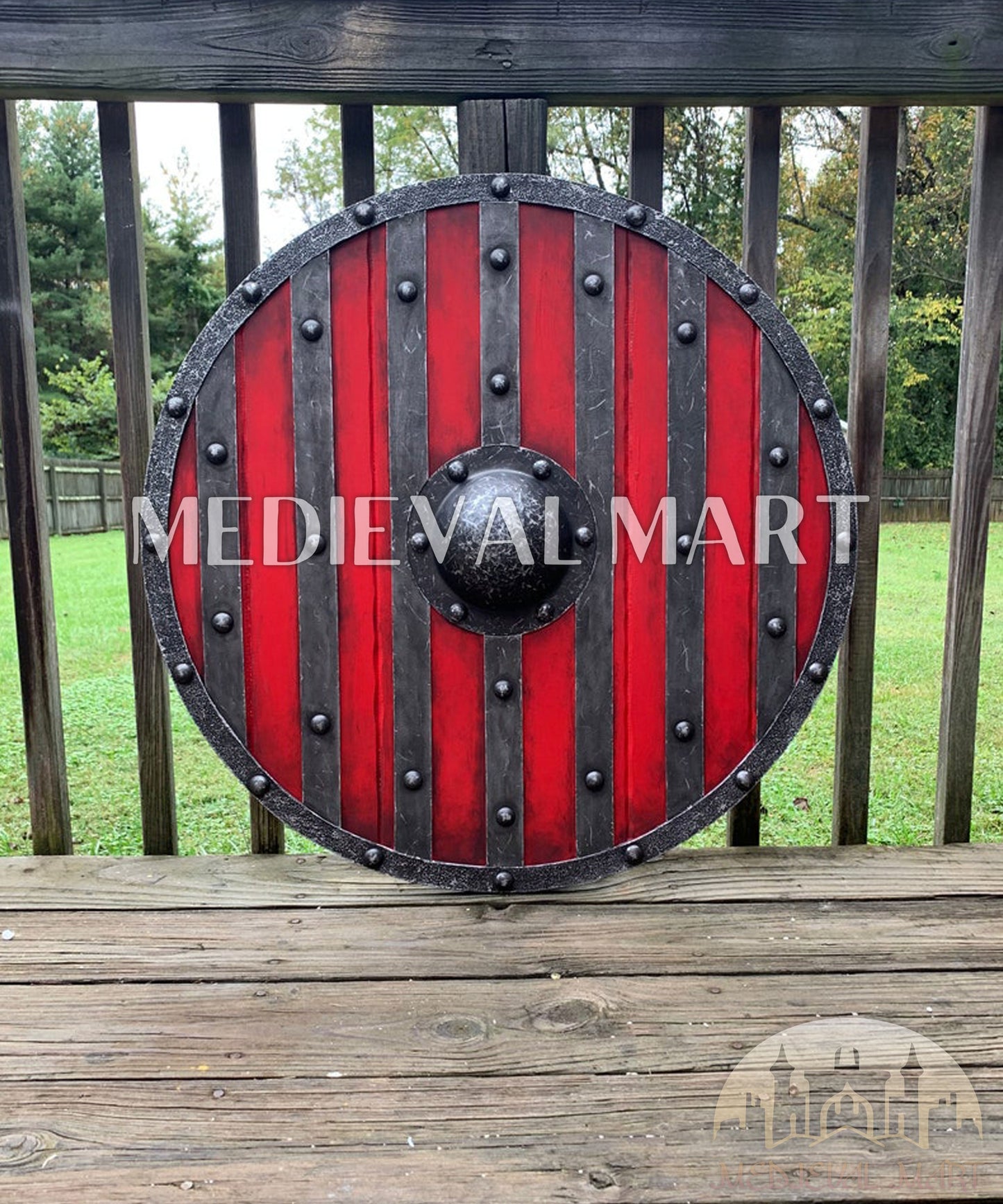 MEDIEVALMART Viking's Valhalla King Bjorn Ironside  Authentic Battleworn Viking Wooden Shield | Gifts For Dad