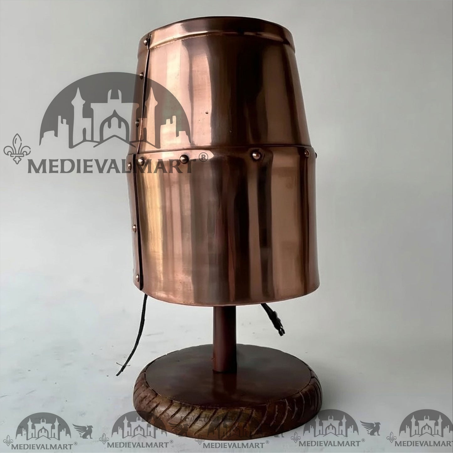 MEDIEVALMART Special Templar Crusader Knight Copper Finish Helmet W/H Free Stand
