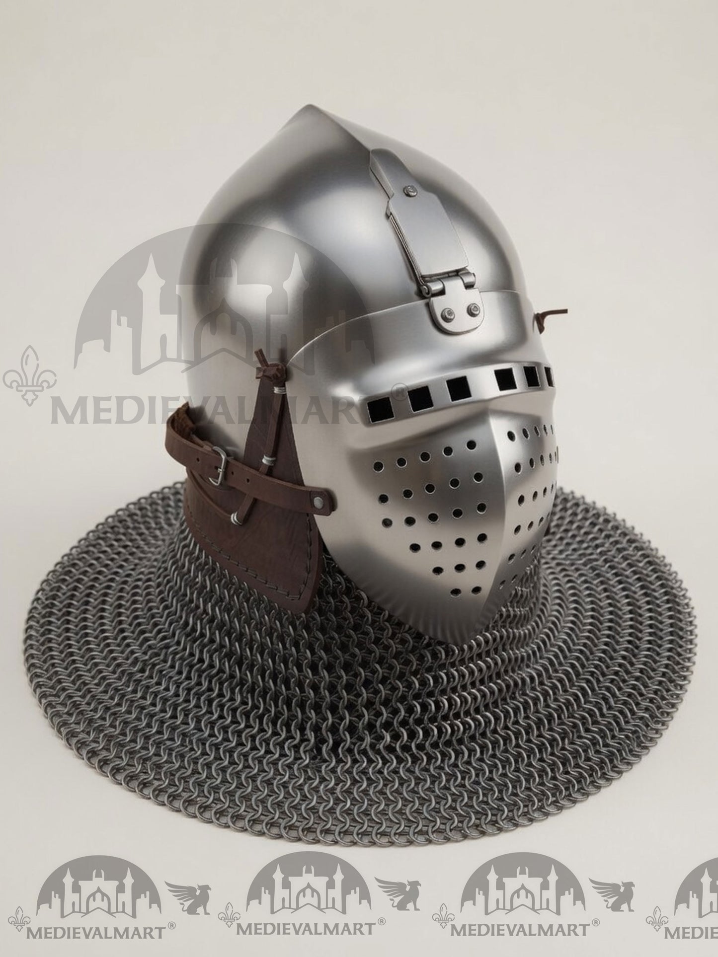 MEDIEVALMART 14th-Century Medieval LOB Nurnberg Klappvisor Combat Helmet