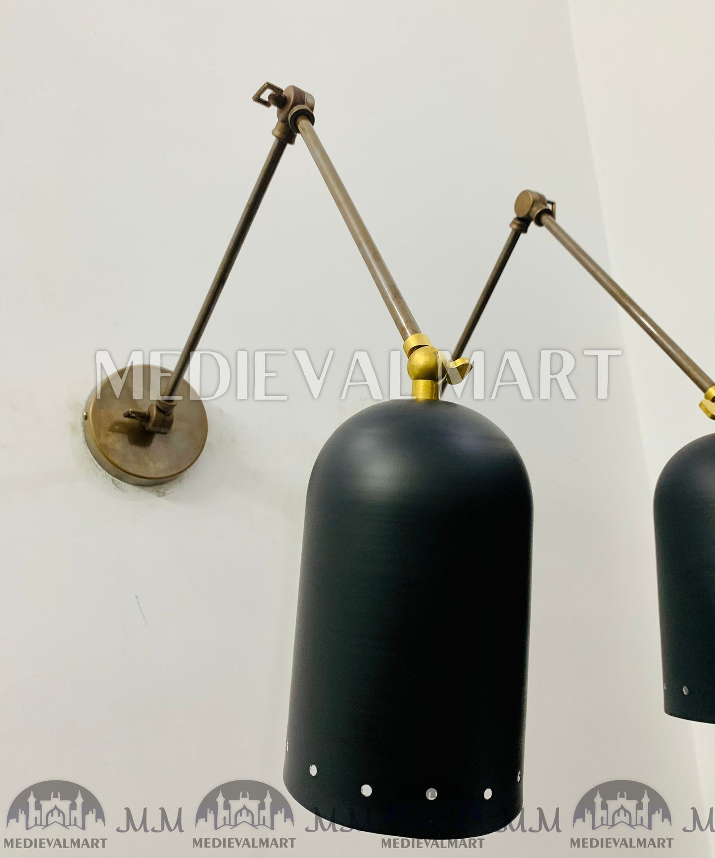 MEDIEVALMART Mid Century 1950's Italian Stilnovo Sconce Lighting Pair Reading Lamp Fixture