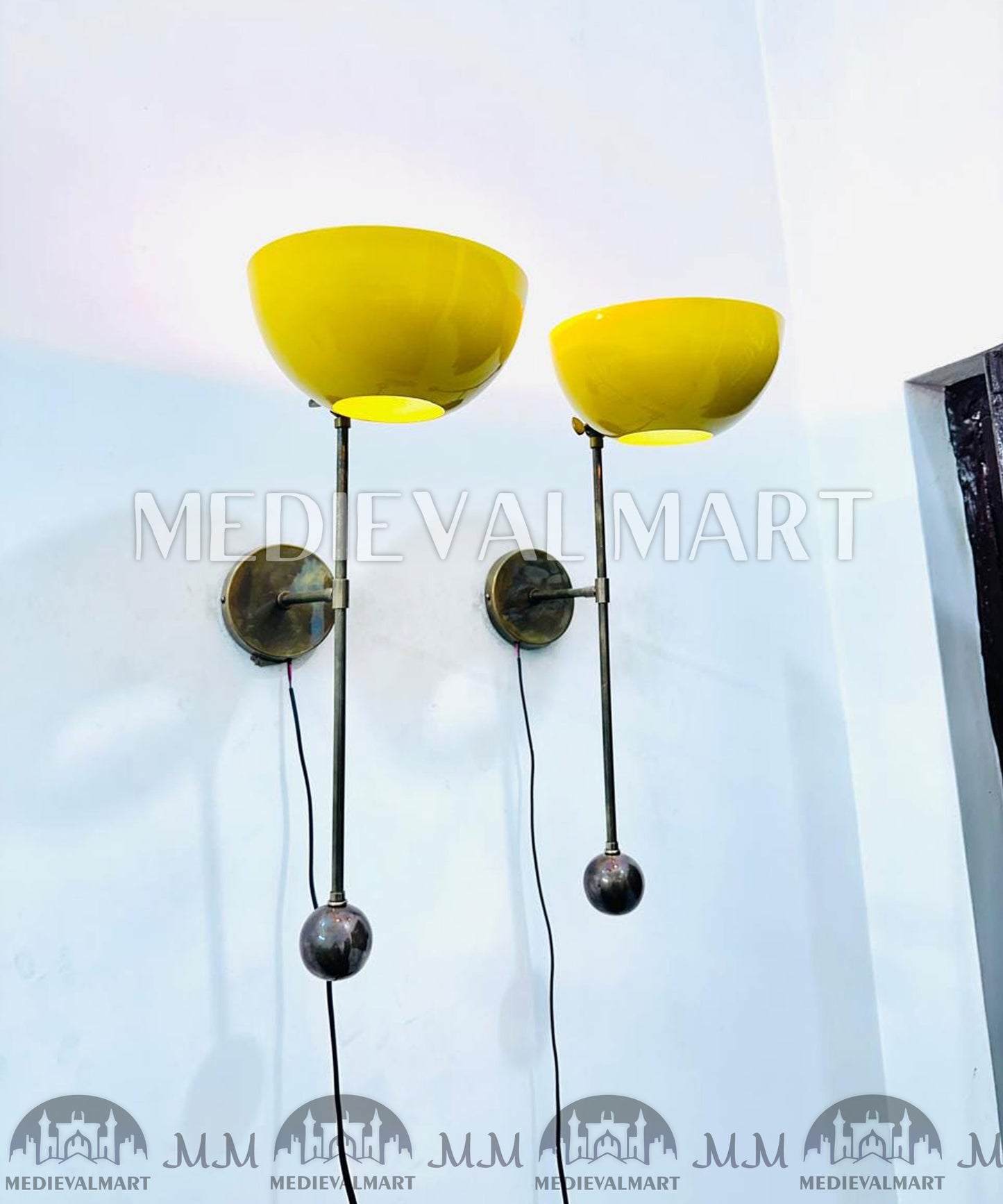 MEDIEVALMART Handmade Brass Wall Sconce: Modern Italian Stilnovo Style Lighting