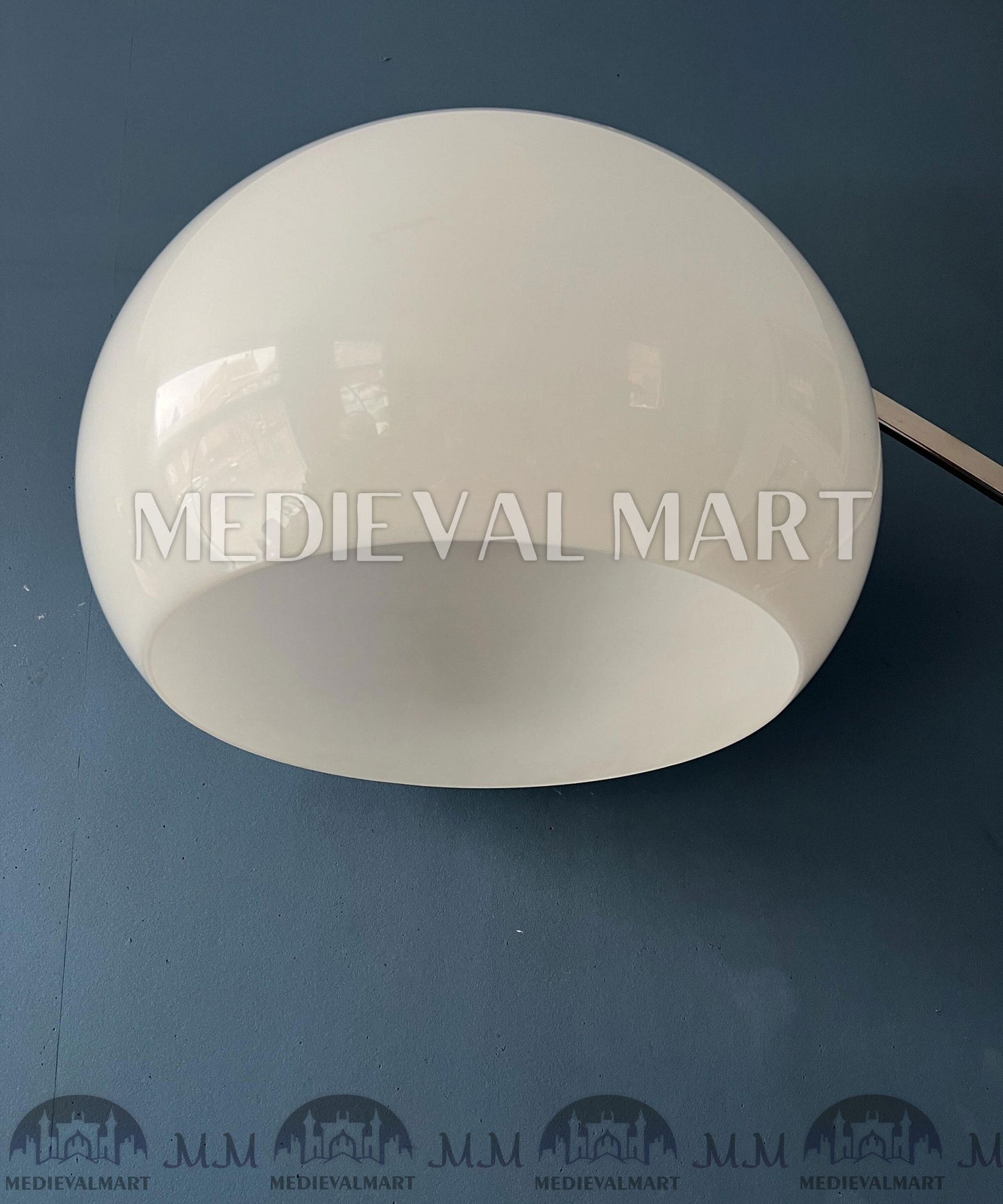 MEDIEVALMART Italian Mid Century Goffredo Reggiani Arc Floor Lamp with White Plexiglass Shade