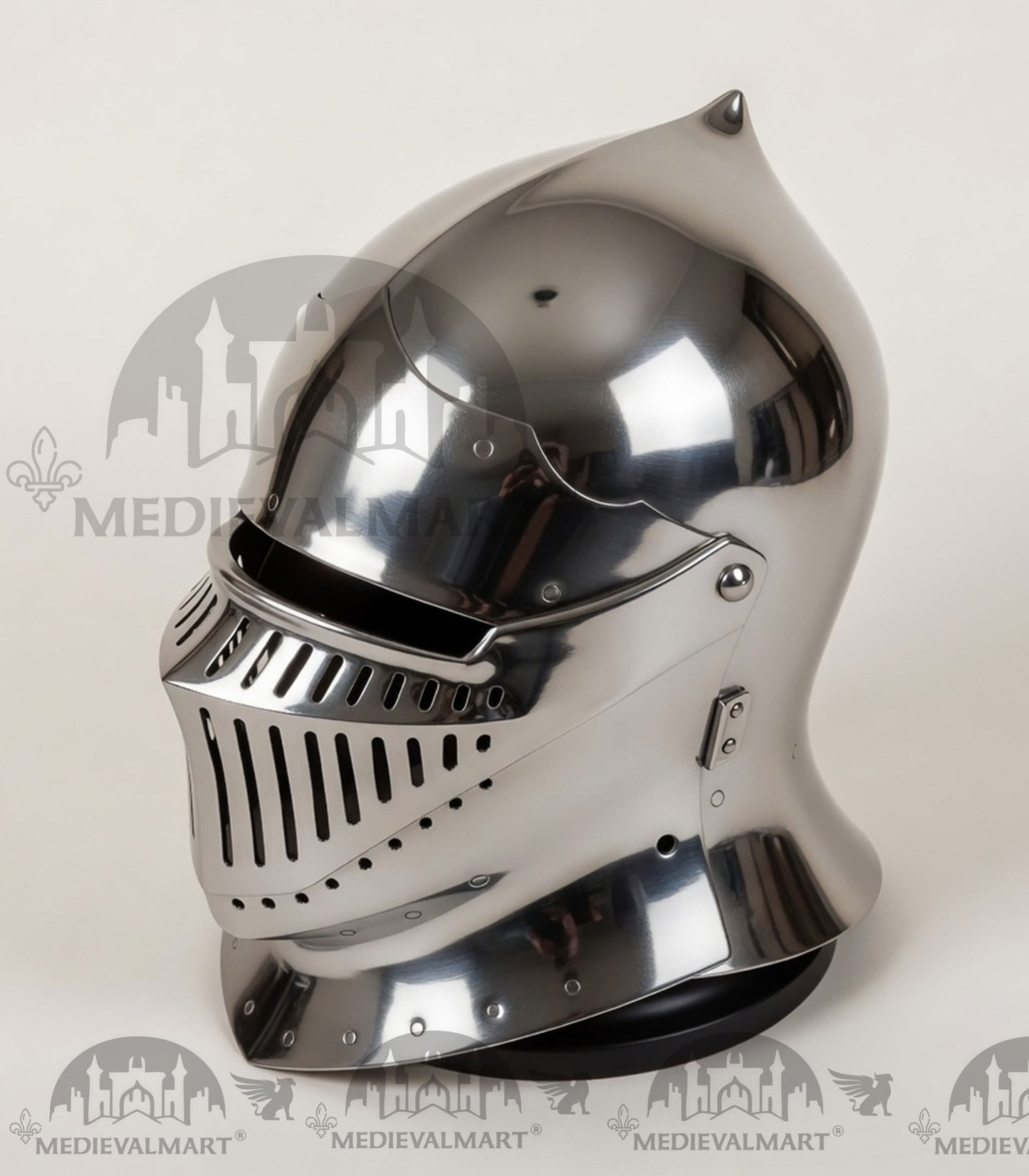 MEDIEVALMART 13th-Century Medieval European Mild Steel knight Closed "Griffon" Helmet