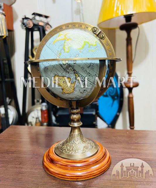 MEDIEVALMART Celestial Brass Armillary Sphere 6" Antique Globe with Black Gold Orb Scholar's Desk Sculpture Gift