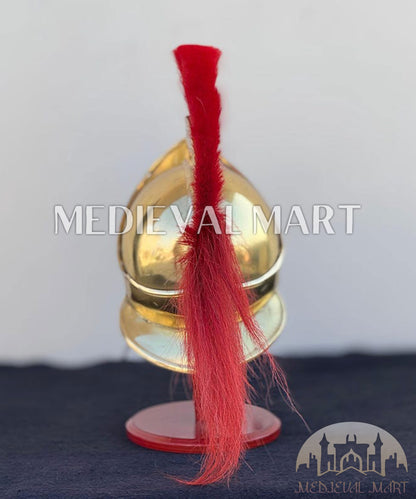 MEDIEVALMART "300" Spartan King Leonidas Shiny Brass Helmet W/H Free Stand | 300 Props