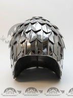 MEDIEVALMART Medieval Historical Scaled Skull Cap Helmet, Shiny Silver Polished Helmet / Best for Reenactment