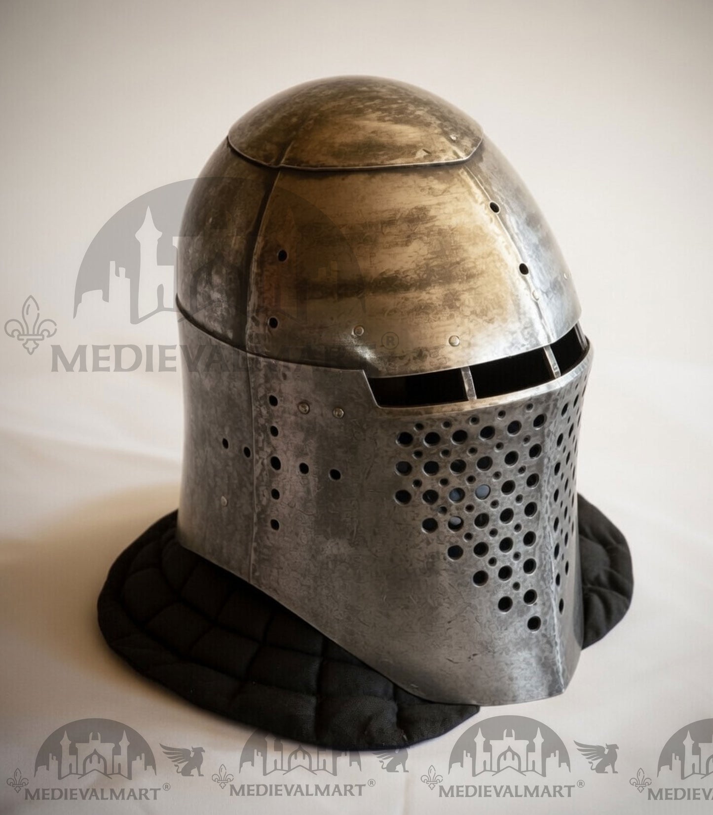 MEDIEVALMART The Great Alexander Hard Steel Edition War Damage Helmet on full Size