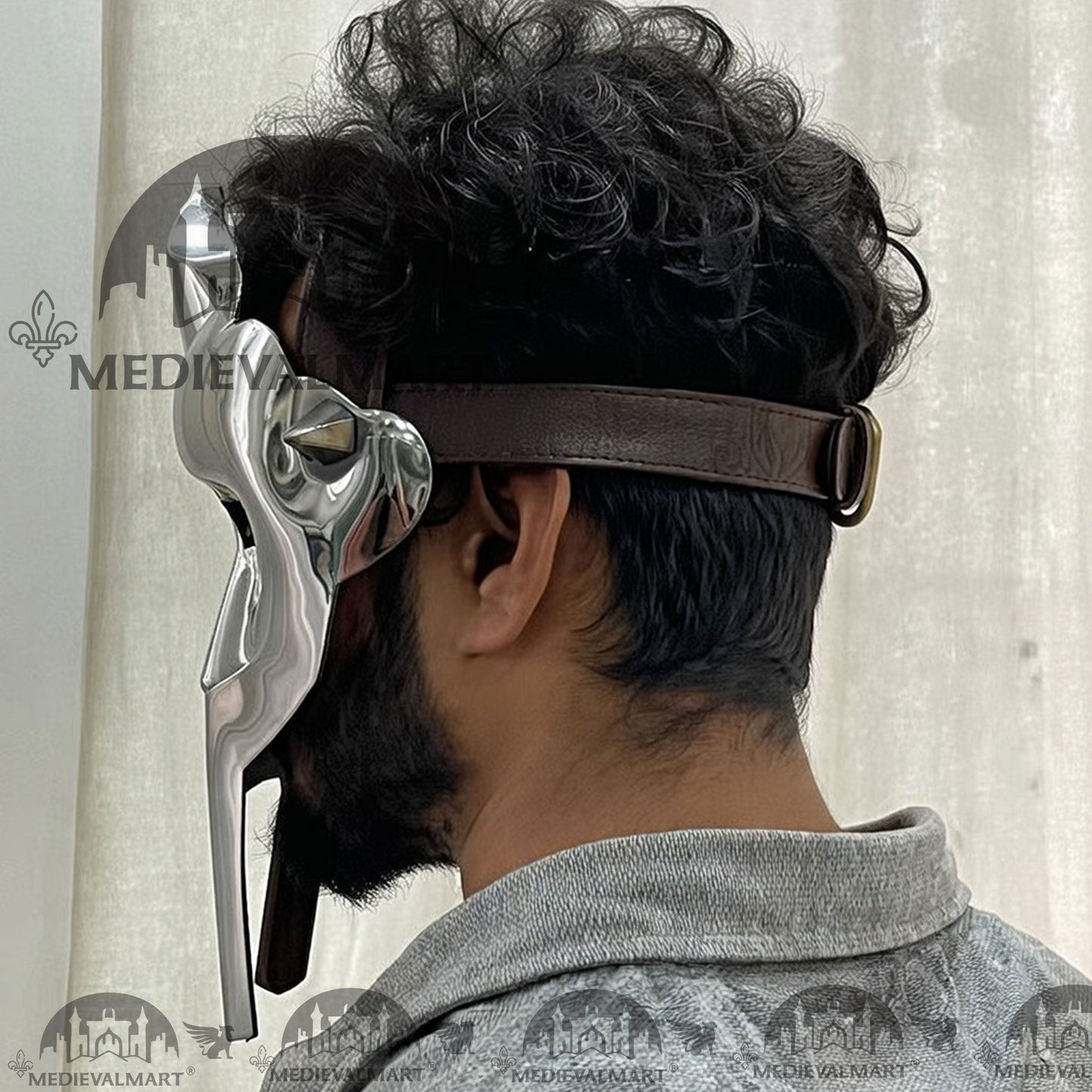 MEDIEVALMART PREMIUM MF DOOM Mask Mad Villain Silver Finish Steel Face Armor