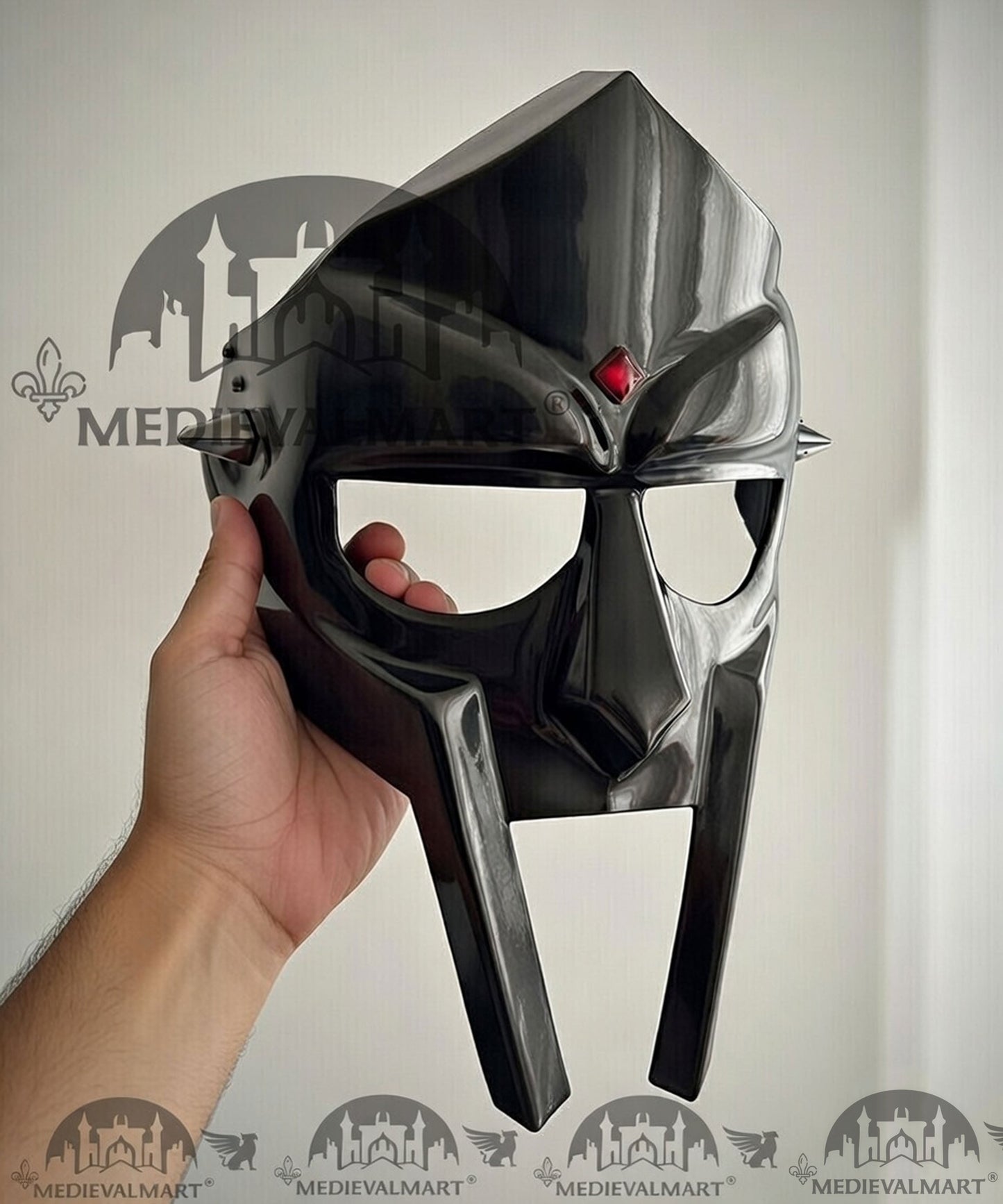 MEDIEVALMART PREMIUM MF DOOM Mask Mad Villain Black Finish Steel Face Armor