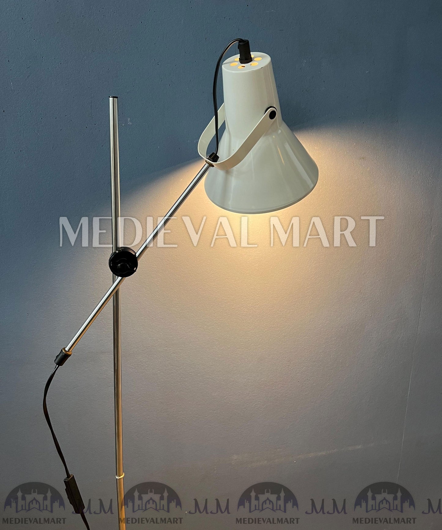 MEDIEVALMART Italian Small Vintage White Flexible Floor Lamp Best Home Light