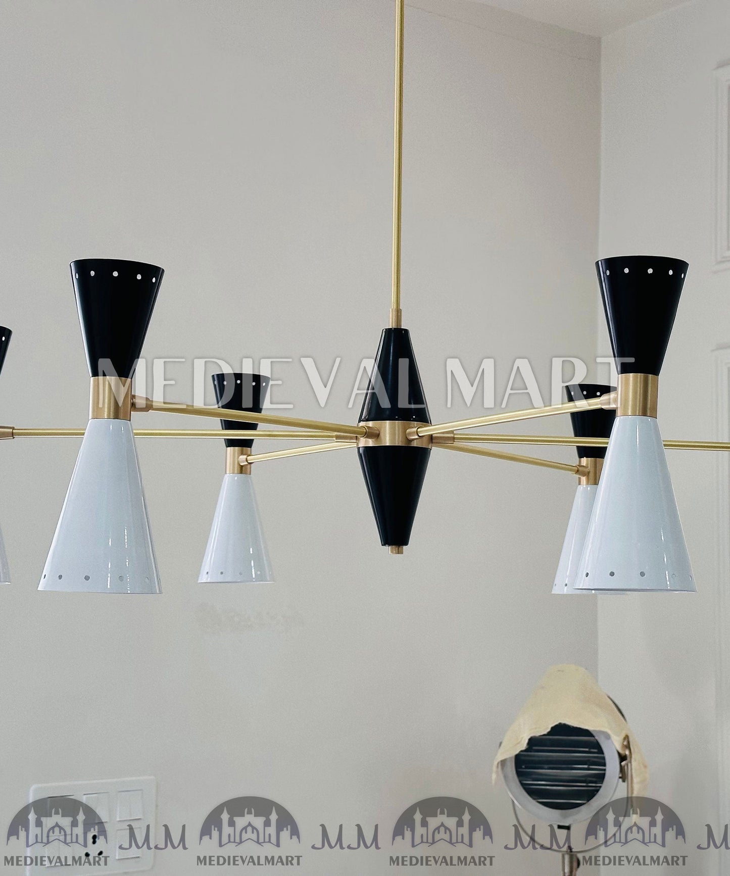 MEDIEVALMART Italian Handcrafted Brass Sputnik Chandelier Modern Stilnovo Light Fixture