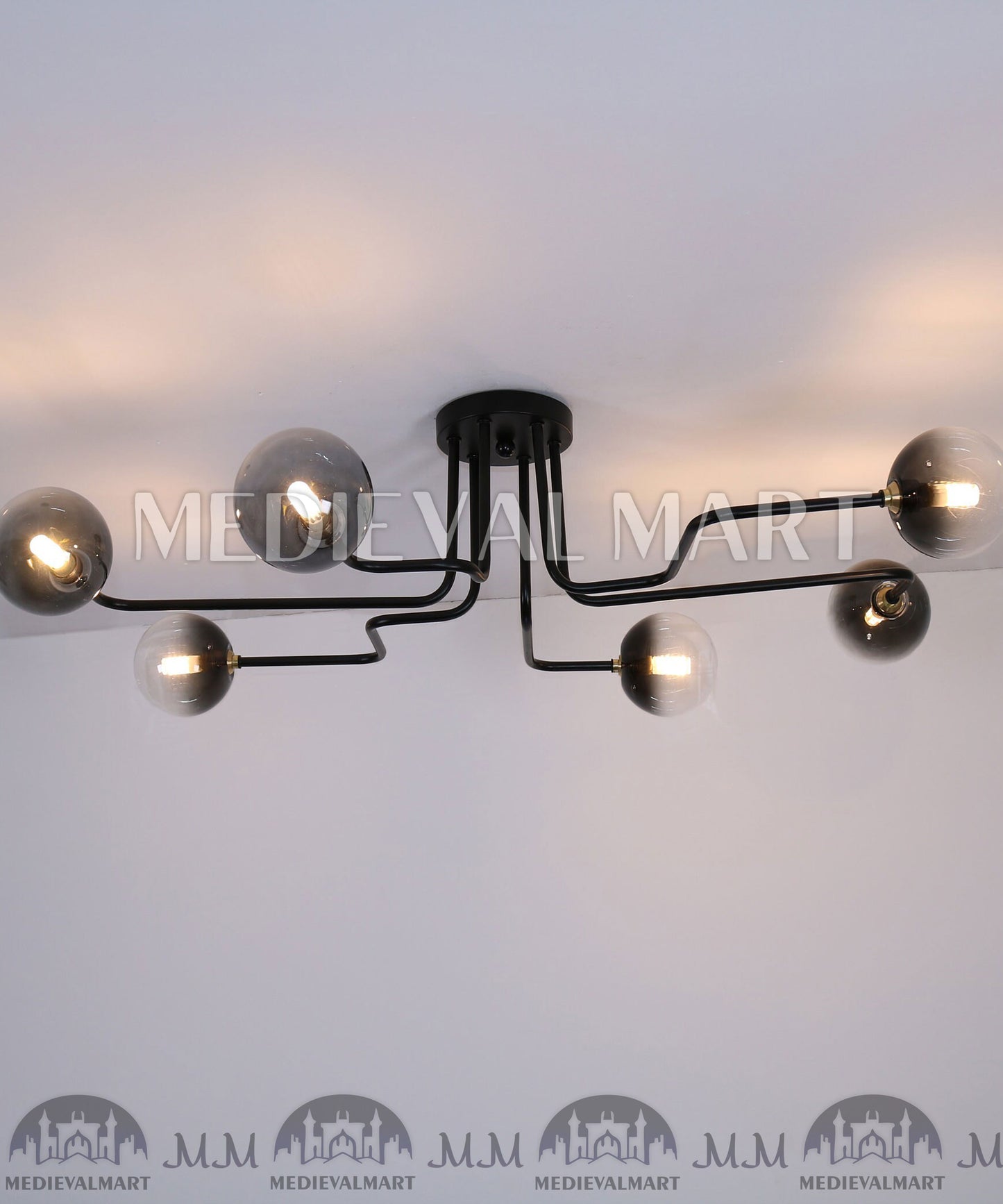 MEDIEVALMART Minimal Mid Century Light, Elongated Lamp, Ceiling Light Fixture