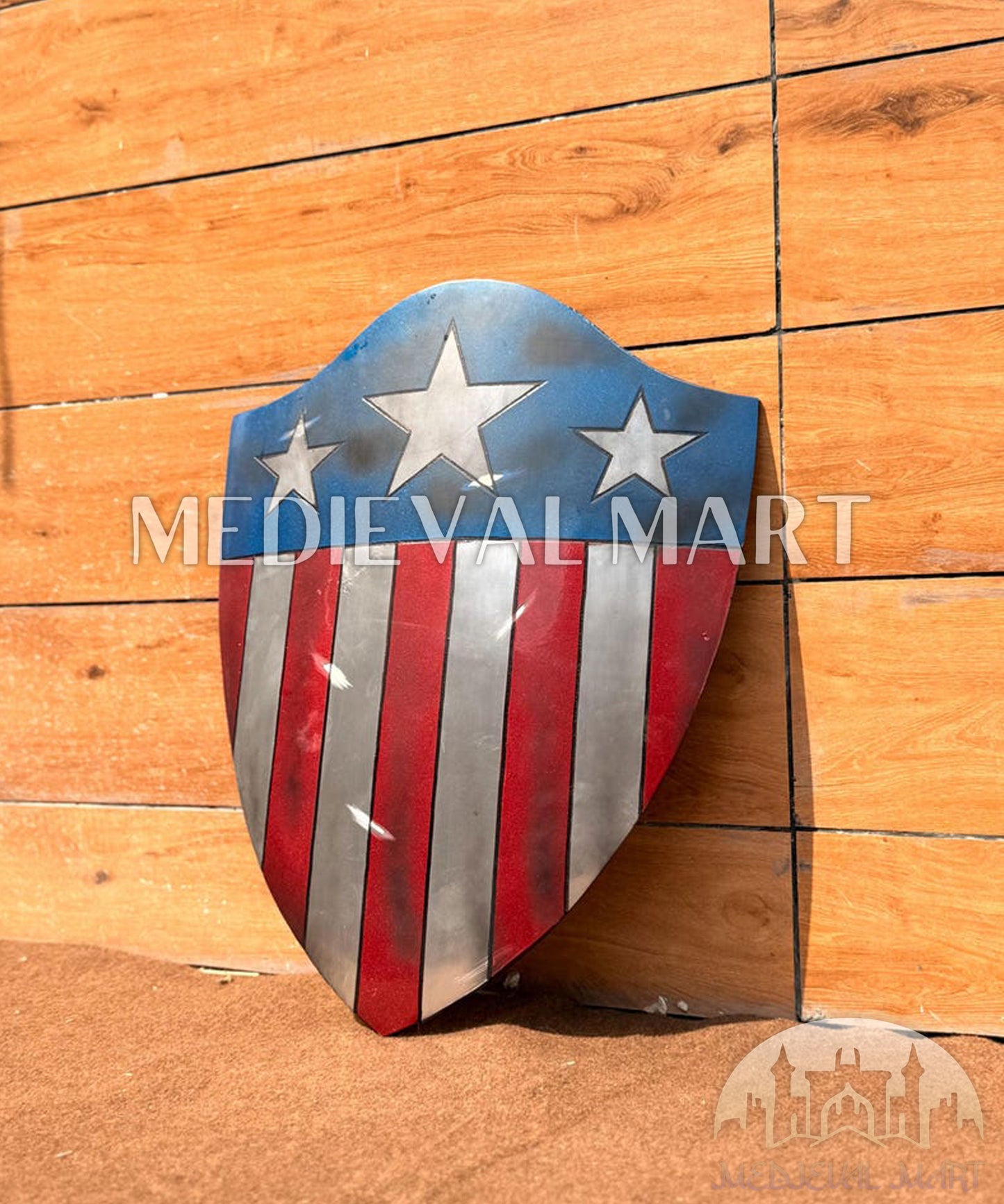 MEDIEVALMART Marvel Avengers Steve Rogers Damaged Shield 24" Inch | Gift for Son