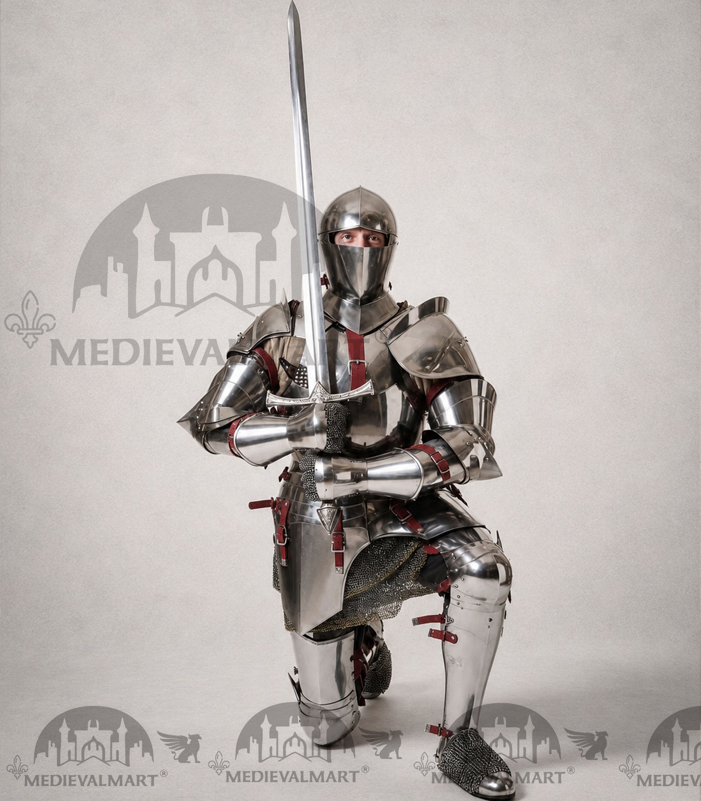 MEDIEVALMART 15th Century Gothic Parade Knight Armor | Late Medieva Full Plate Chainmail Suit for Reenactment