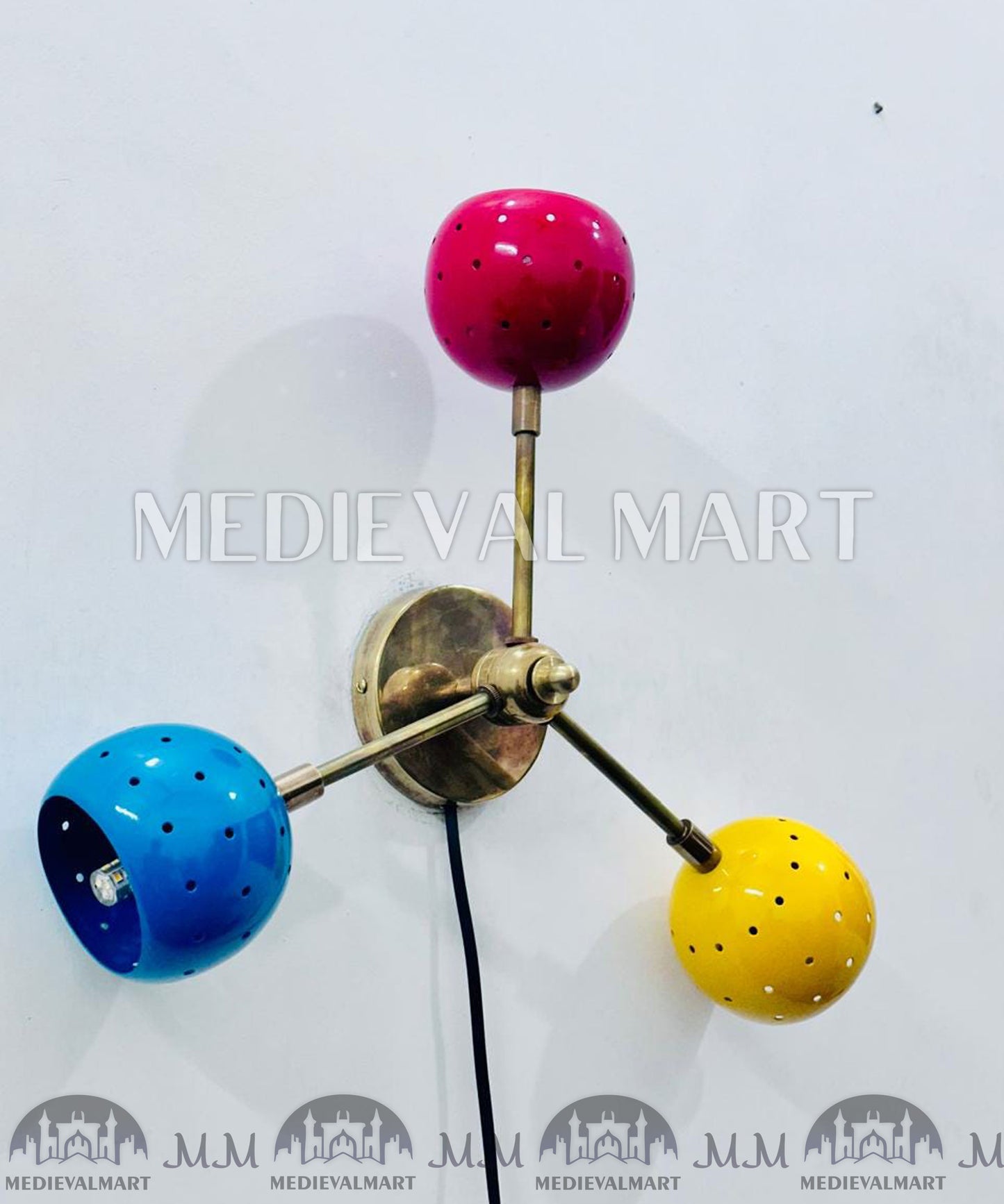 MEDIEVALMART Modern Brass Sputnik Wall Sconce: Multi Color Starburst Light
