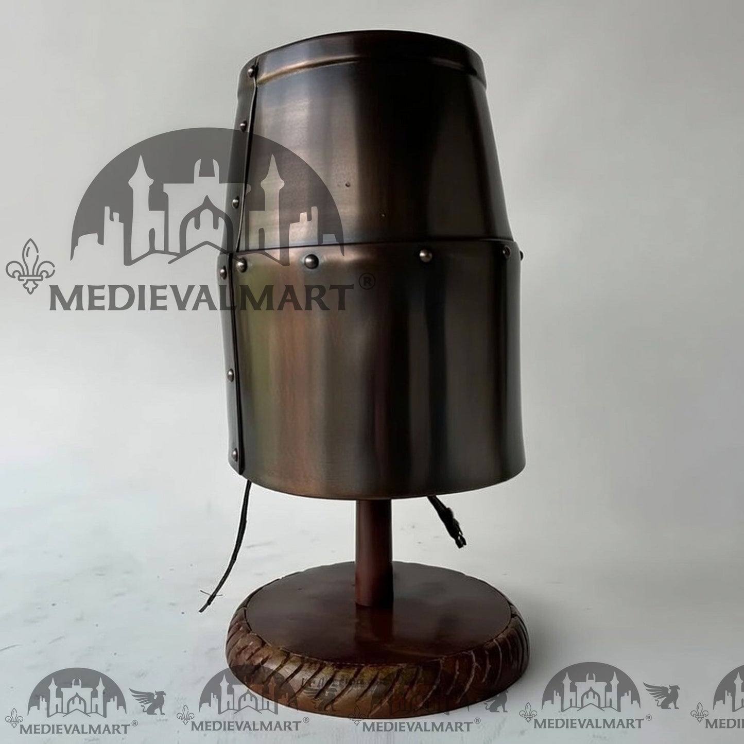 MEDIEVALMART Special Templar Crusader Knight Antique Bronze Finish Helmet W/H Free Stand