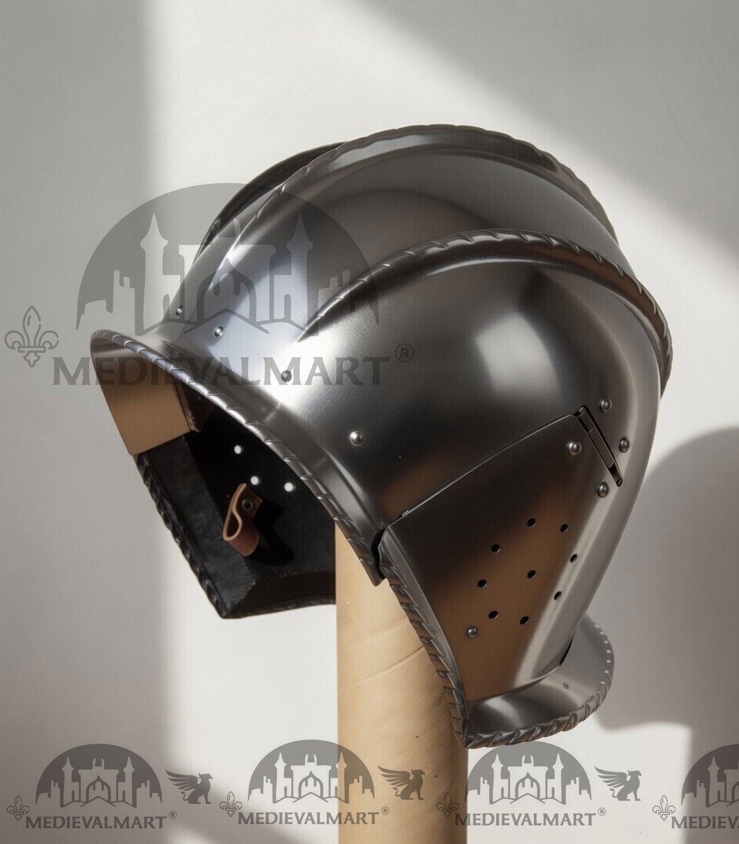 MEDIEVALMART 15th-Century Medieval German Burgundian Open Sallet Helmet