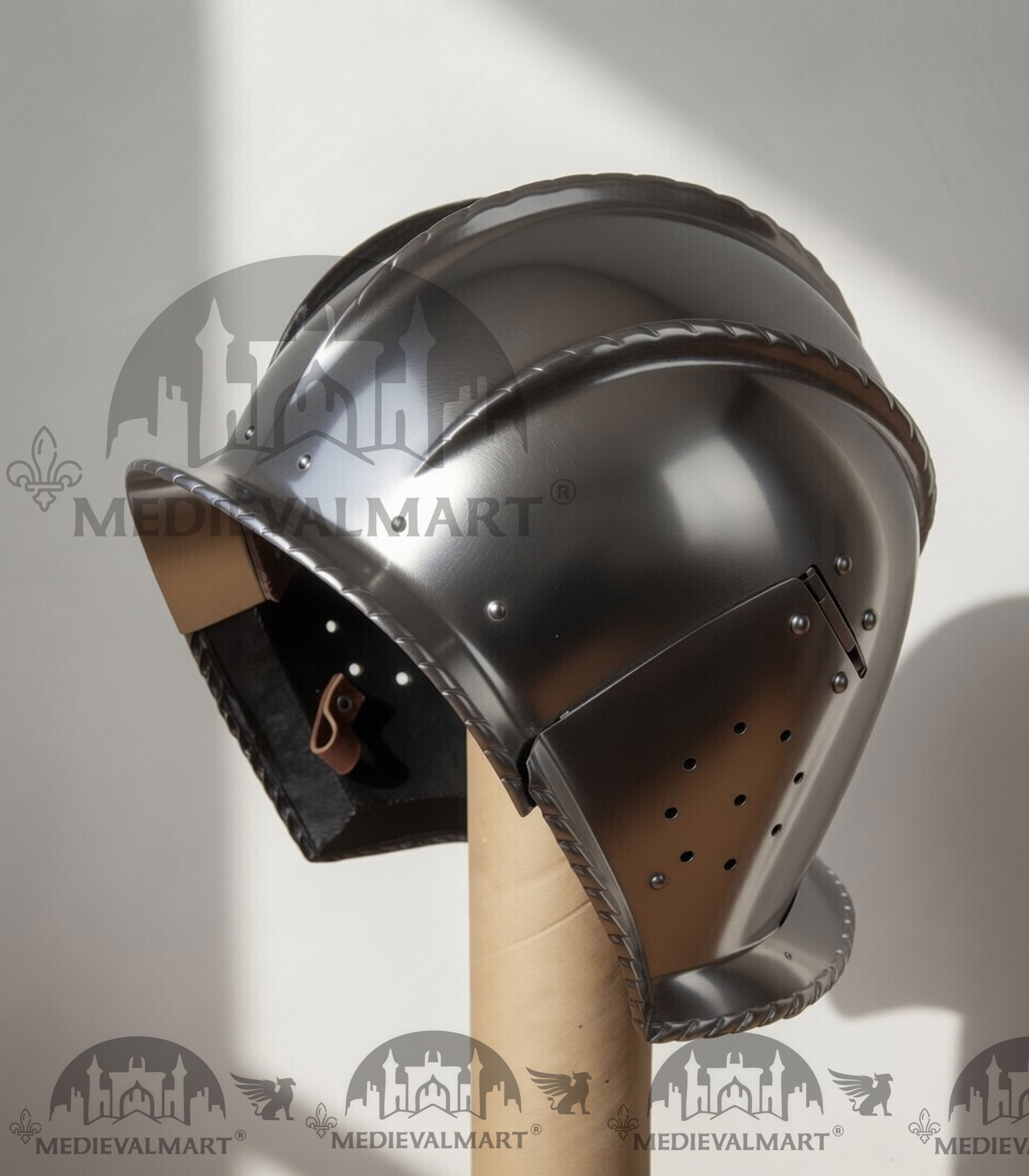 MEDIEVALMART 15th-Century Medieval German Burgundian Open Sallet Helmet
