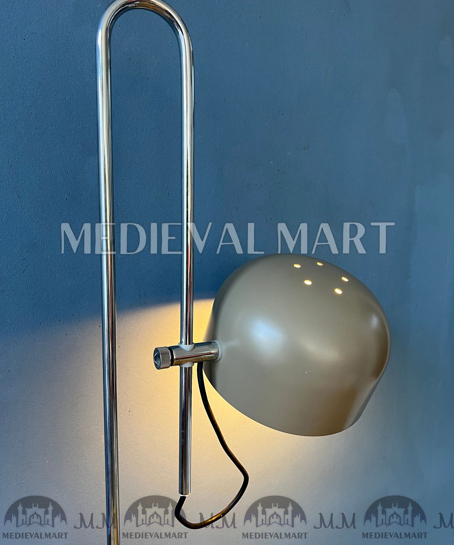 MEDIEVALMART 1950s Vintage Artiforte Beige Adjustable Floor Lamp