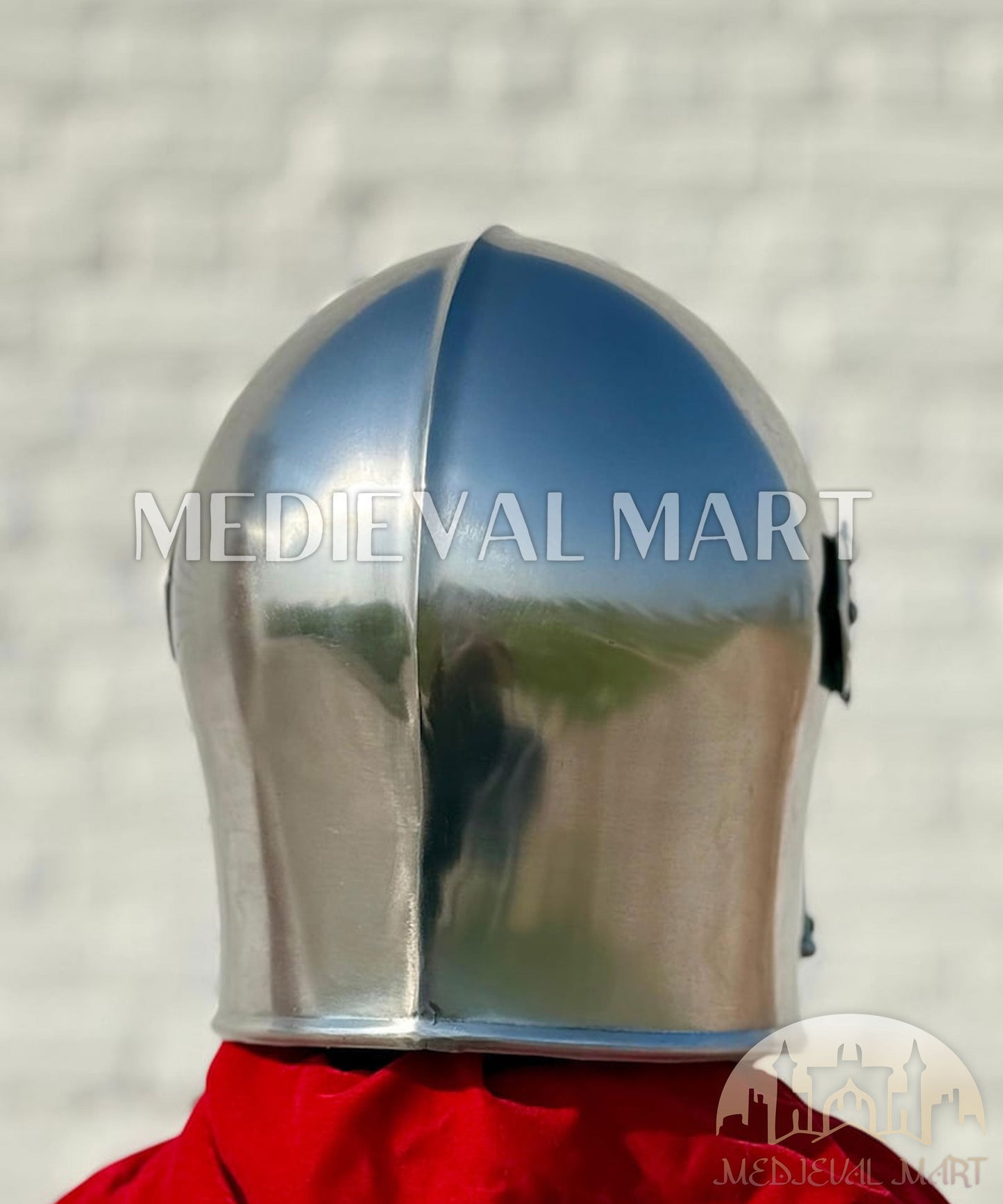 MEDIEVALMART Medieval Knight Armor 18g Mild Steel Silver Barbuta Helmet for LARP or Cosplay - Gift For Dad