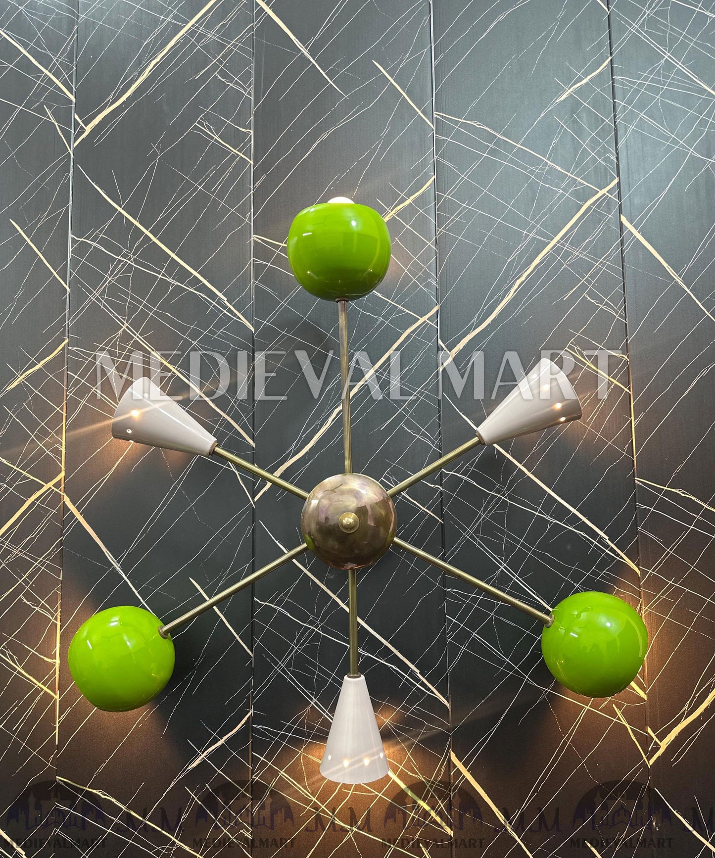 MEDIEVALMART Modern Brass Sputnik Wall Chandelier: Multicolor Eyeball Shade Lighting