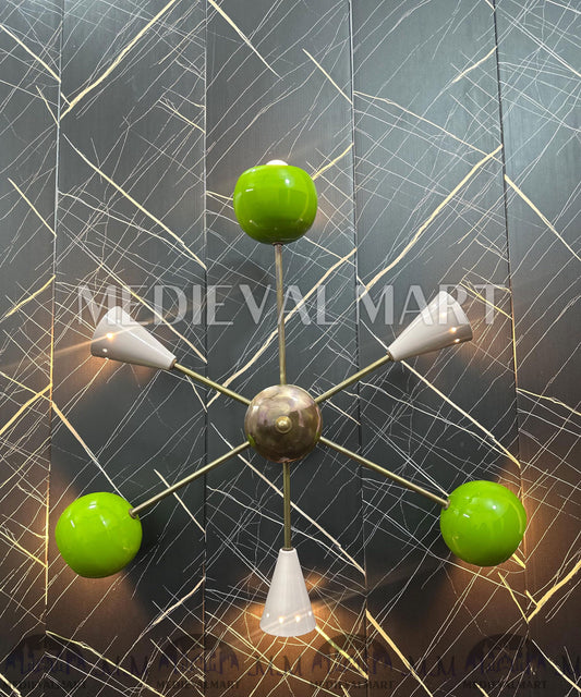 MEDIEVALMART Modern Brass Sputnik Wall Chandelier: Multicolor Eyeball Shade Lighting