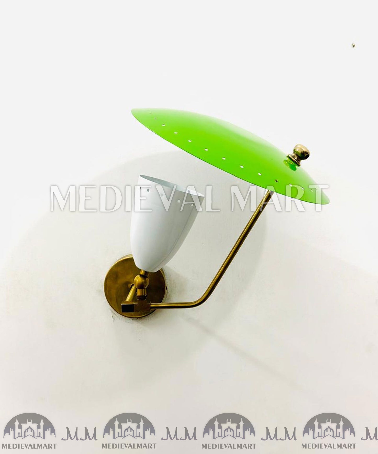 MEDIEVALMART Handmade Custom Brass Wall Lamp: Mid-Century Modern Sconce