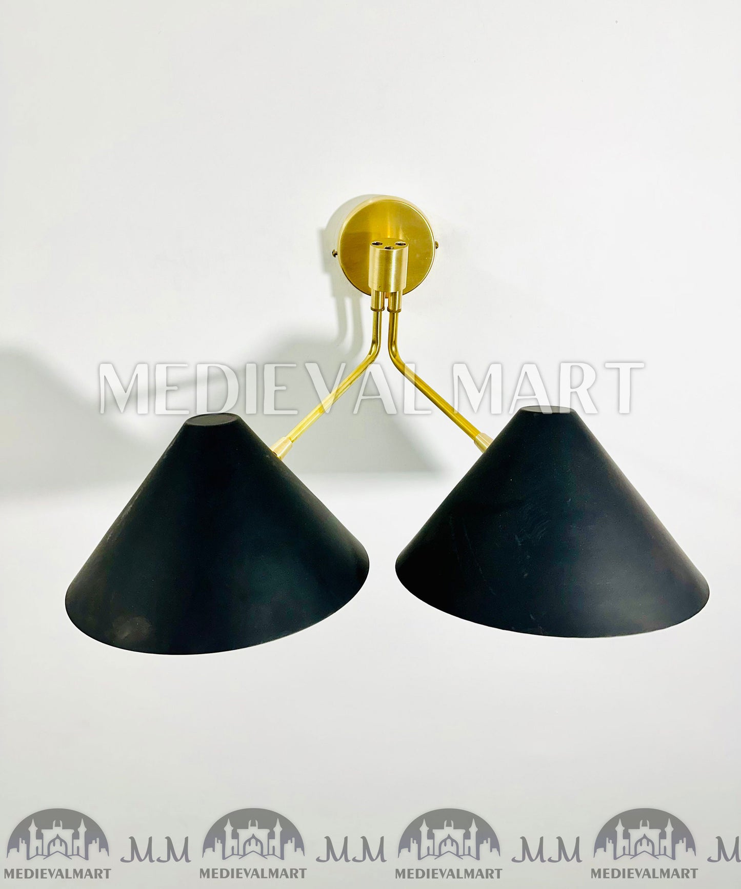 MEDIEVALMART Mid Century Brass Wall Lamp: Japanese Shade Sconce Lighting