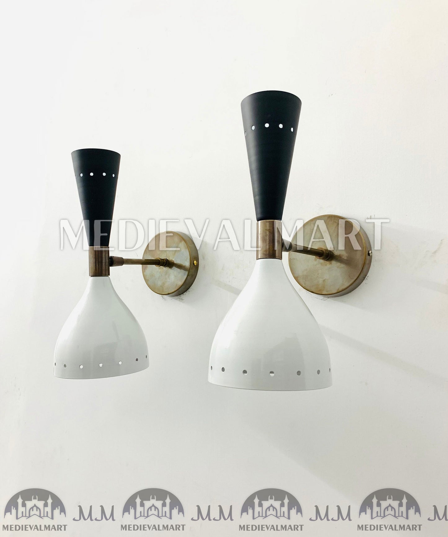 MEDIEVALMART 1950's Mid Century Wall Sconce Diabolo Pair of Modern Italian Wall Lights Fixture