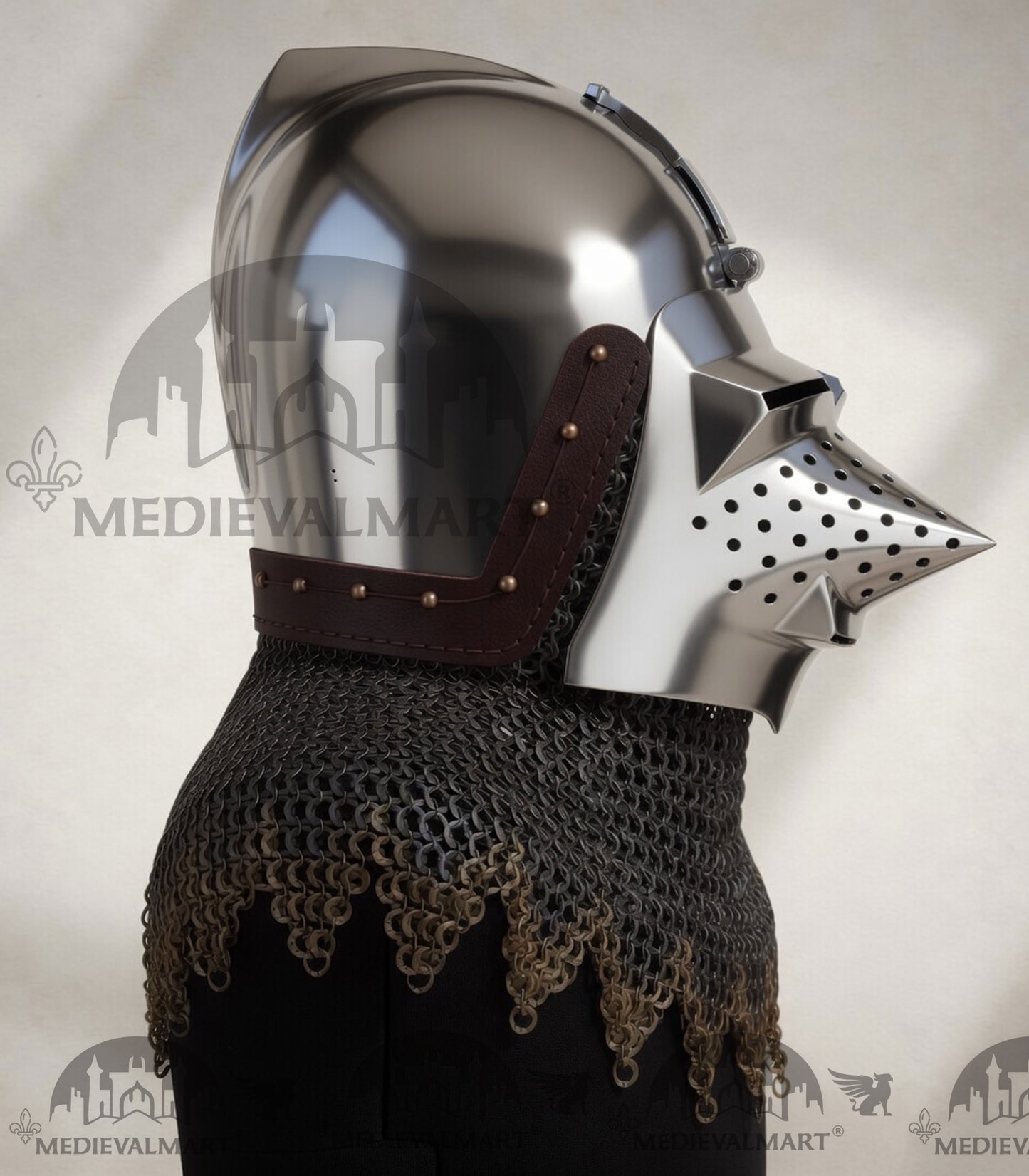MEDIEVALMART XIV Century Medieval Houndskull "Lorenzo" Bascinet Visor Helmet HMB; IMCF