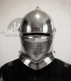 MEDIEVALMART Gothic Armet Helmet – Medieval Full Face Steel Helmet for LARP & Reenactment
