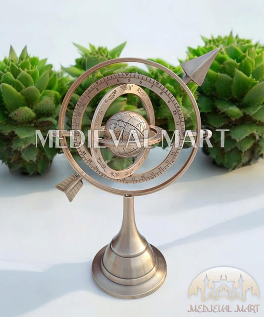 MEDIEVALMART Handmade Brass Armillary Sphere Globe: Antique Celestial Decor Gift for Christmas Day
